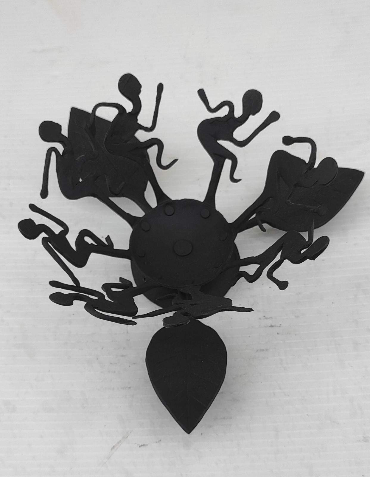 Handcrafted Iron Oil Lamp – Circular Dancer Design