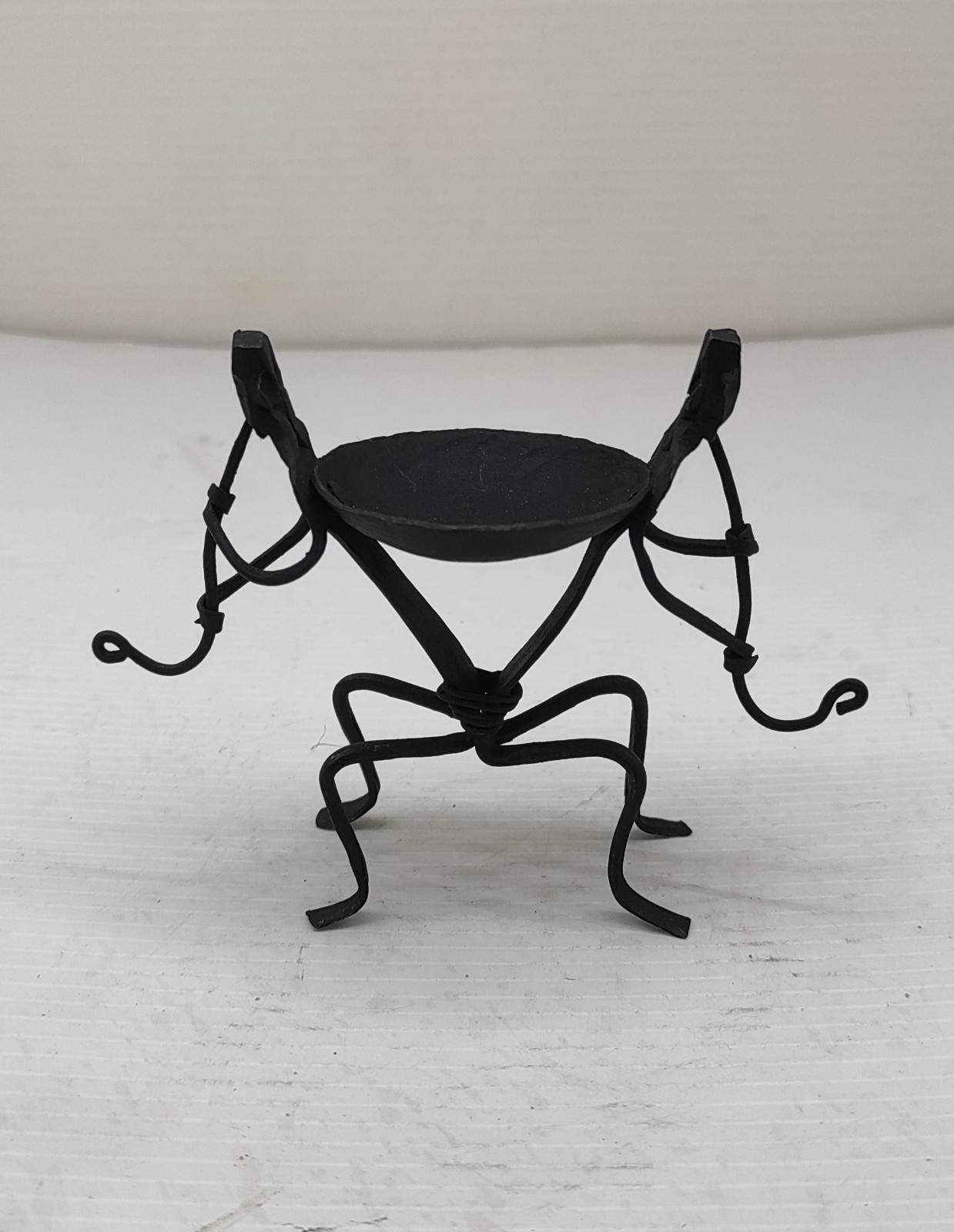 Wrought Iron Duo with Oil Pot – Unique Bastar Art Décor