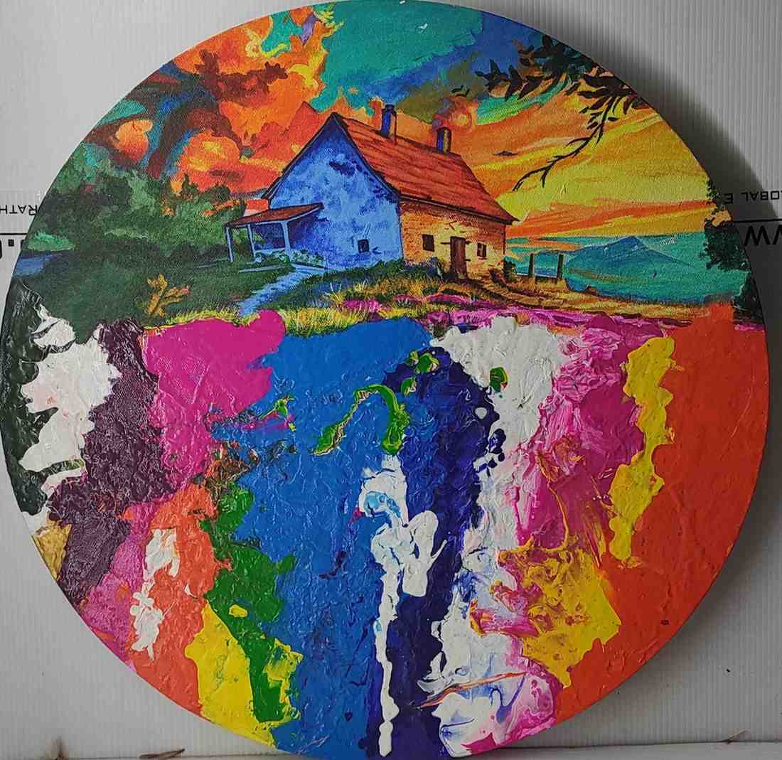 Handmade Round Painting Earth Harmony by Nitisha Rathore