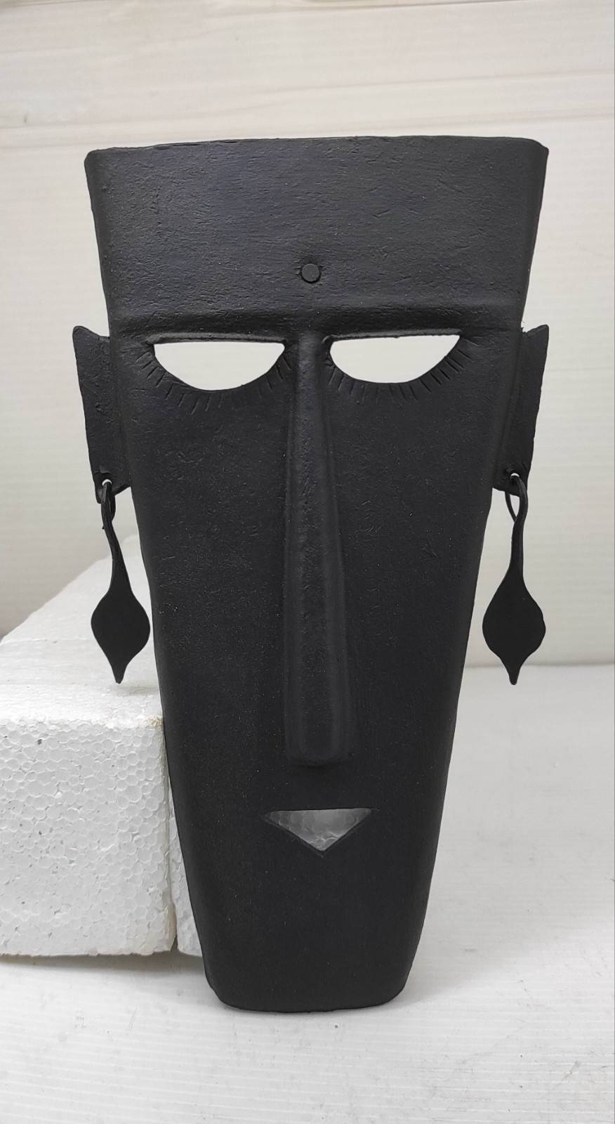 Tribal Iron Mask – Moon-Inspired Home Decor Accent