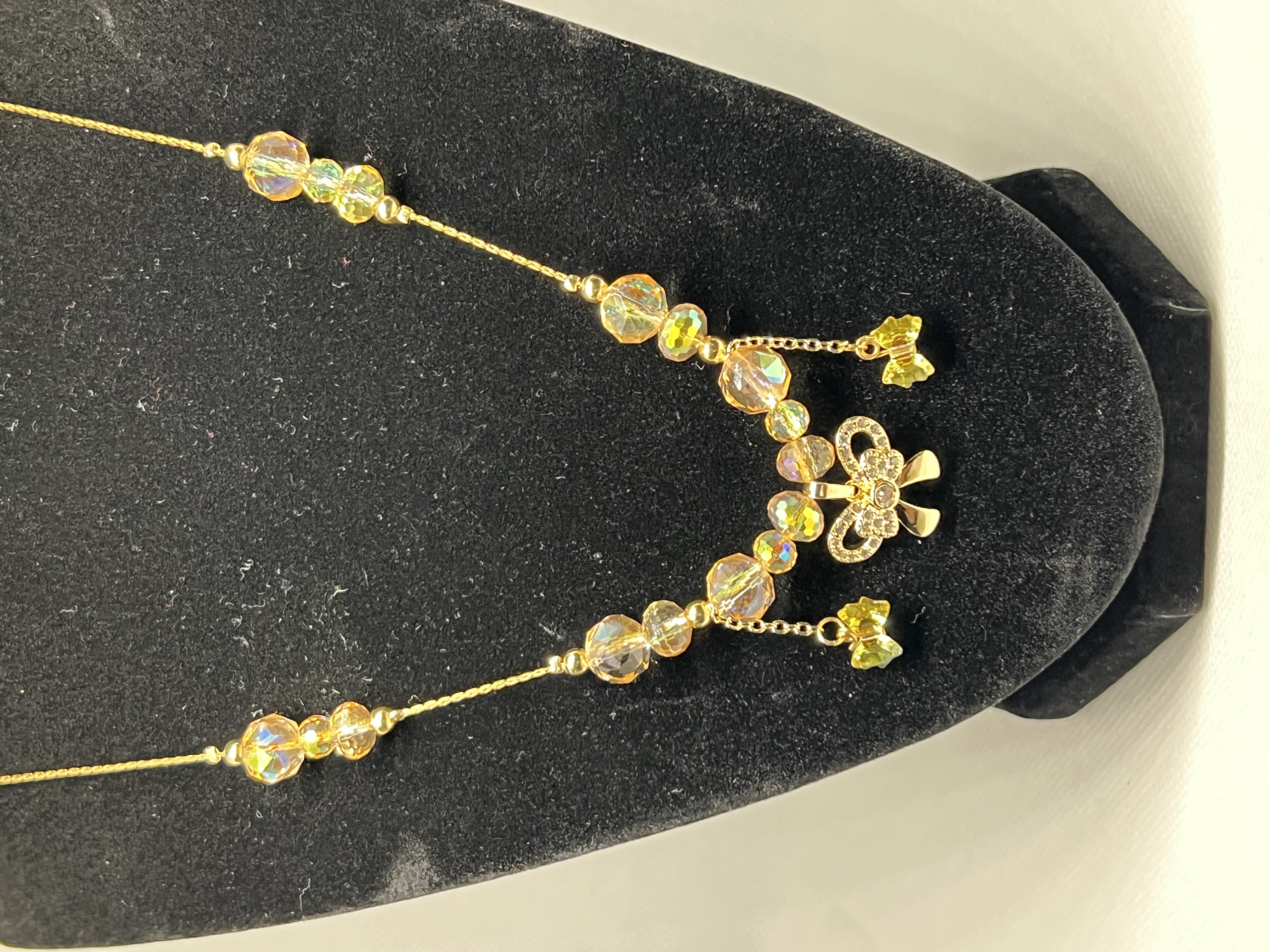 Yellow Crystal with Bow Jewelry Set