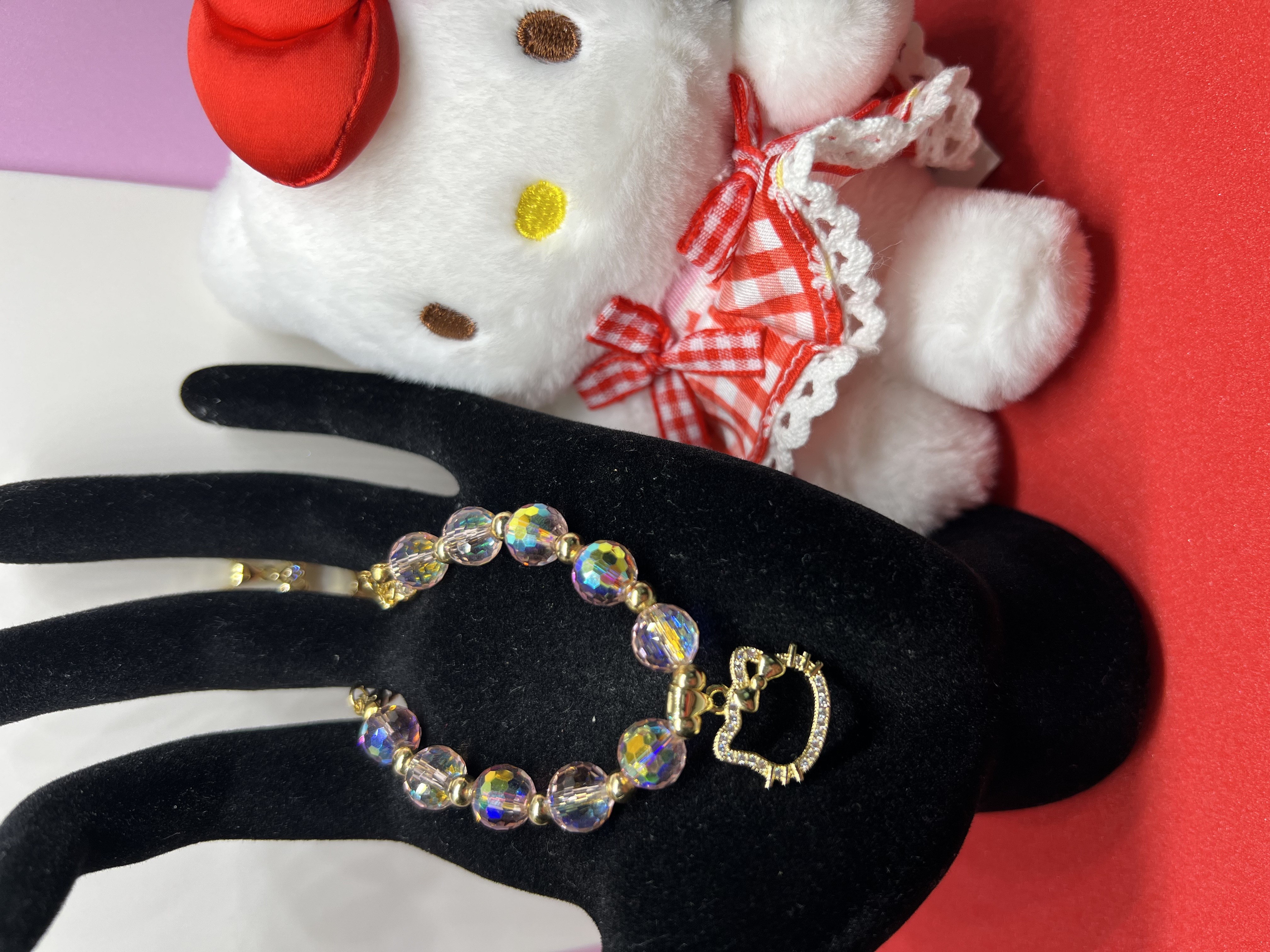 Light Pink Crystal Beads and HK Pendant Jewelry Set