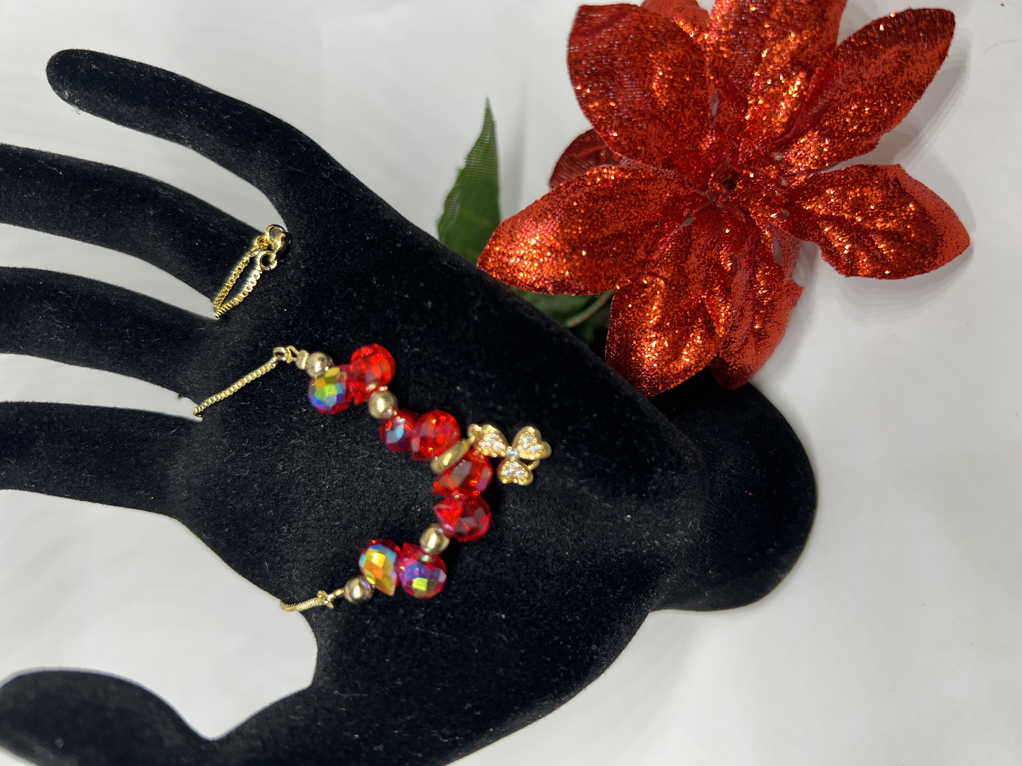 Elegant Red Teardrop Crystal Beads Jewelry Set