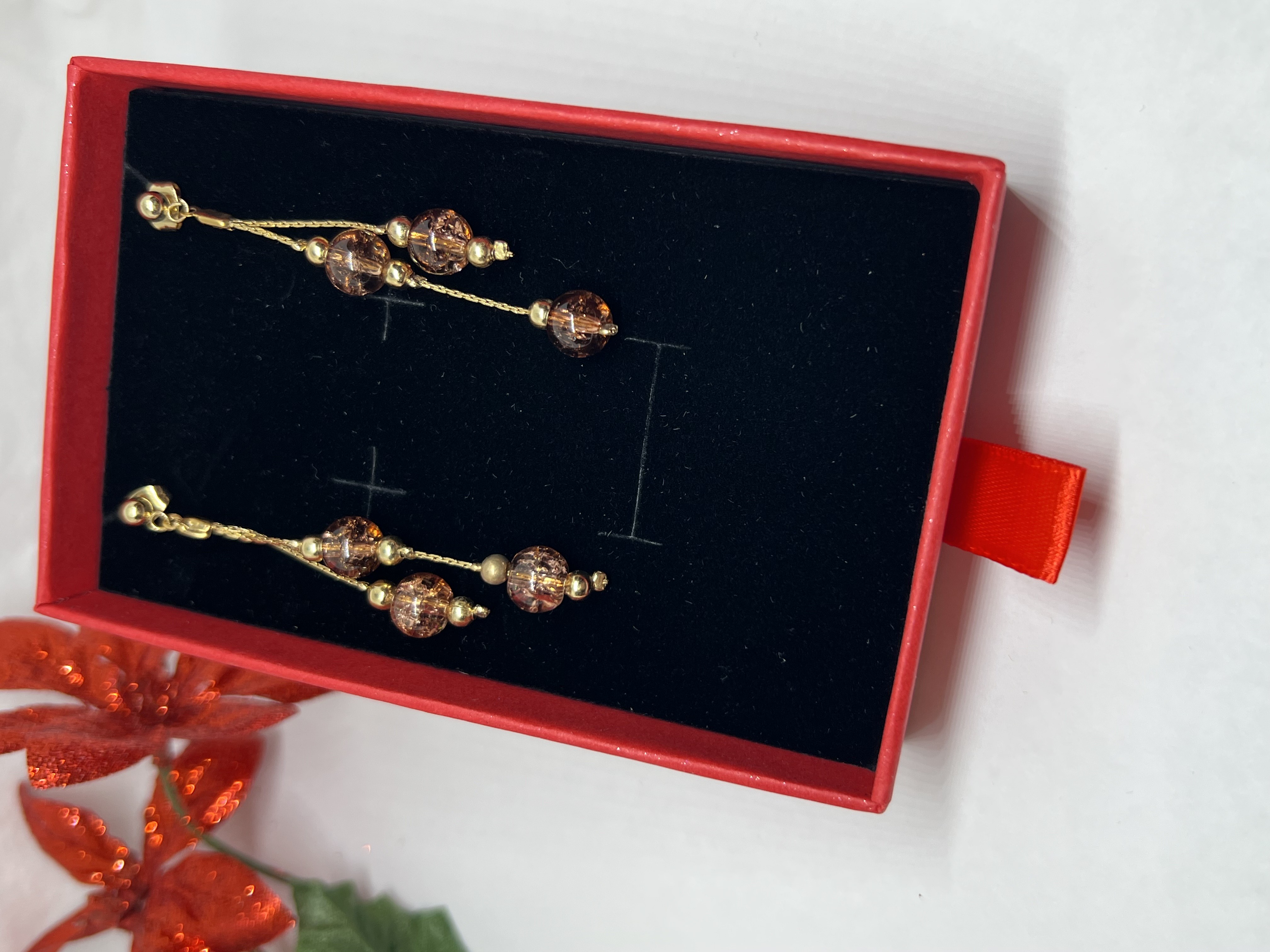 Brown Glass Beaded Jewelry Set