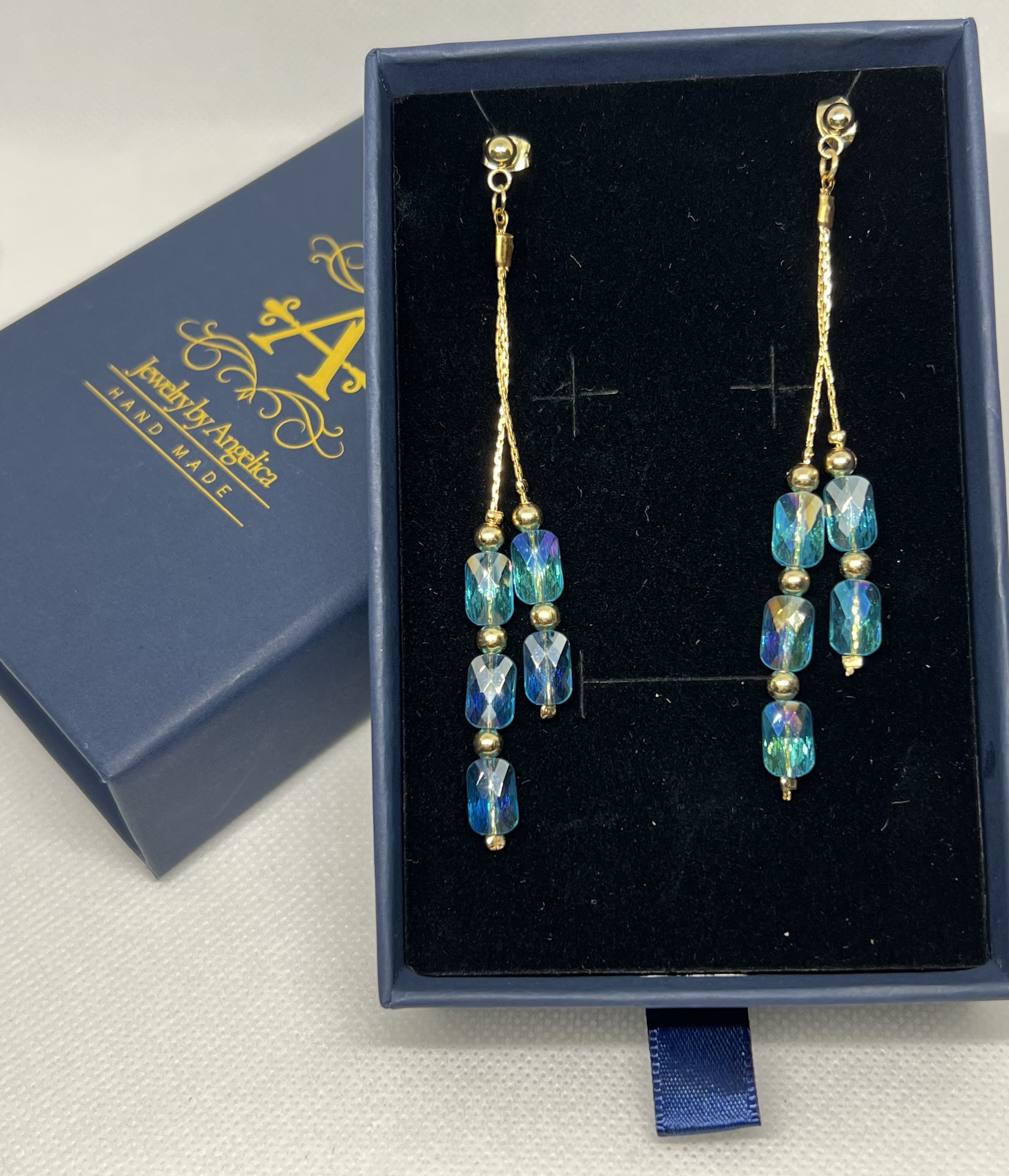 Blue Crystal Beads with Butterfly Jewelry Set