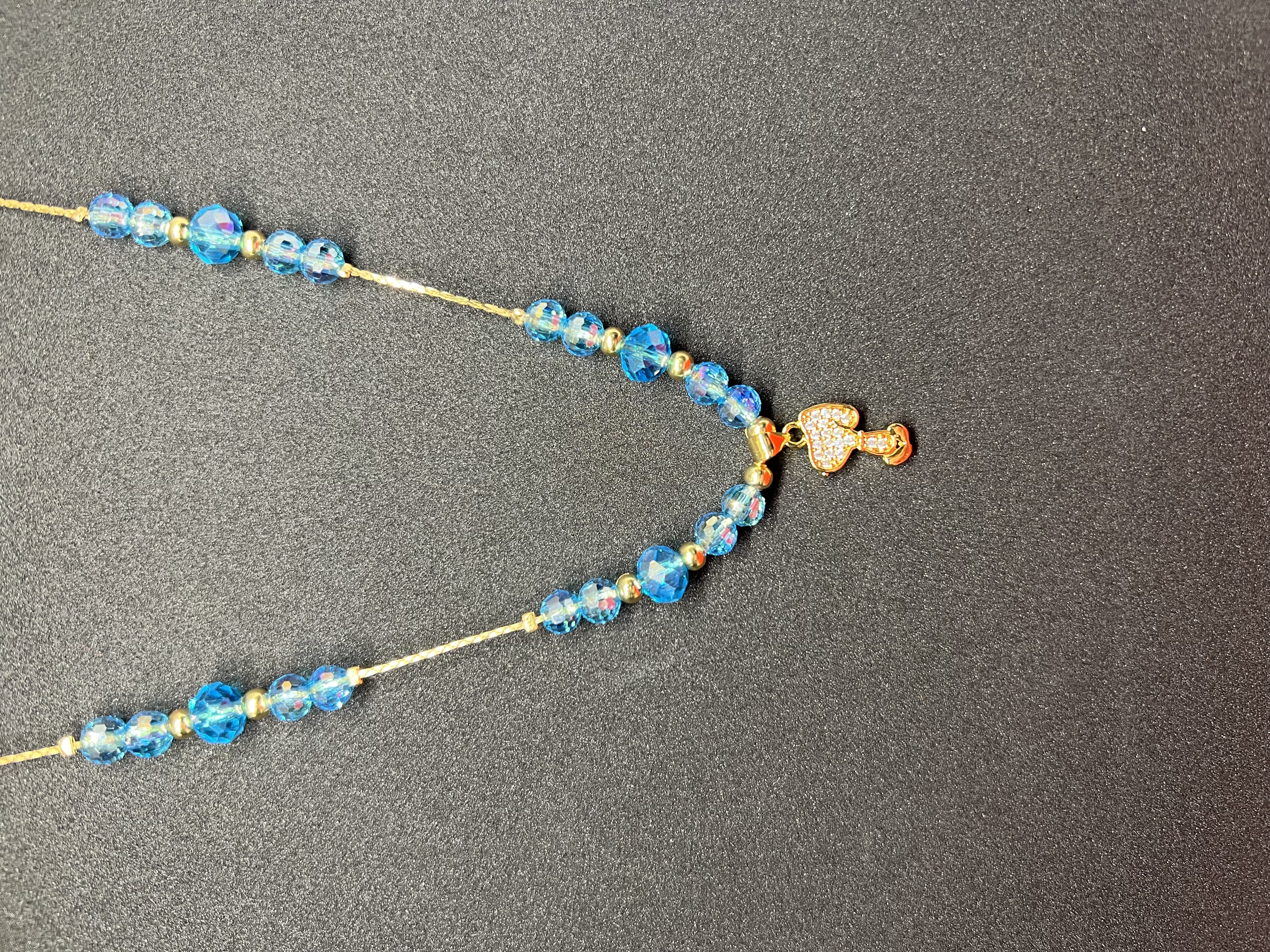 Baby Blue Crystal Beads with Doggie Charm Jewelry Set