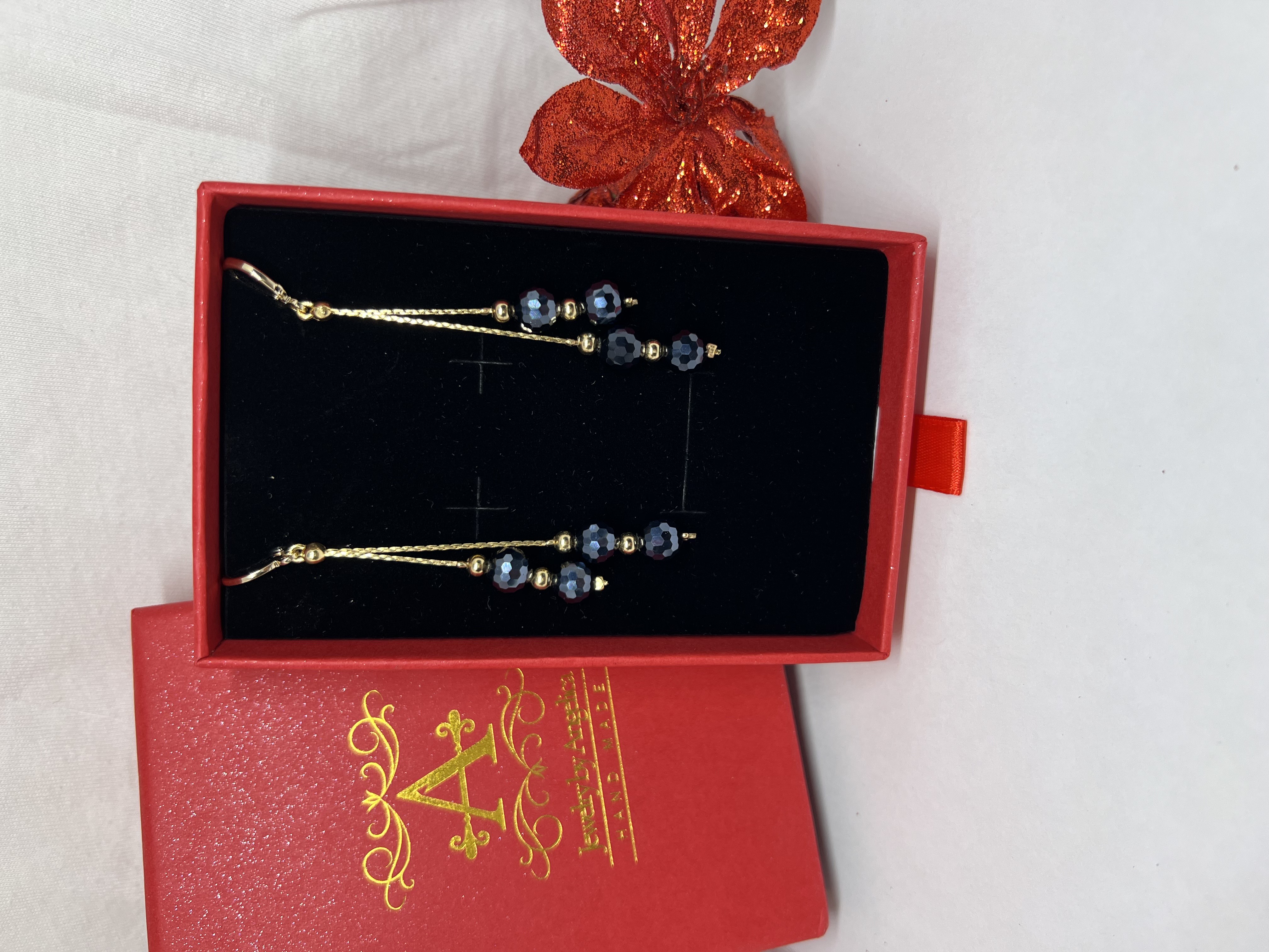 Elegant Black Crystal Beads with Little Boy pendant Jewelry Set