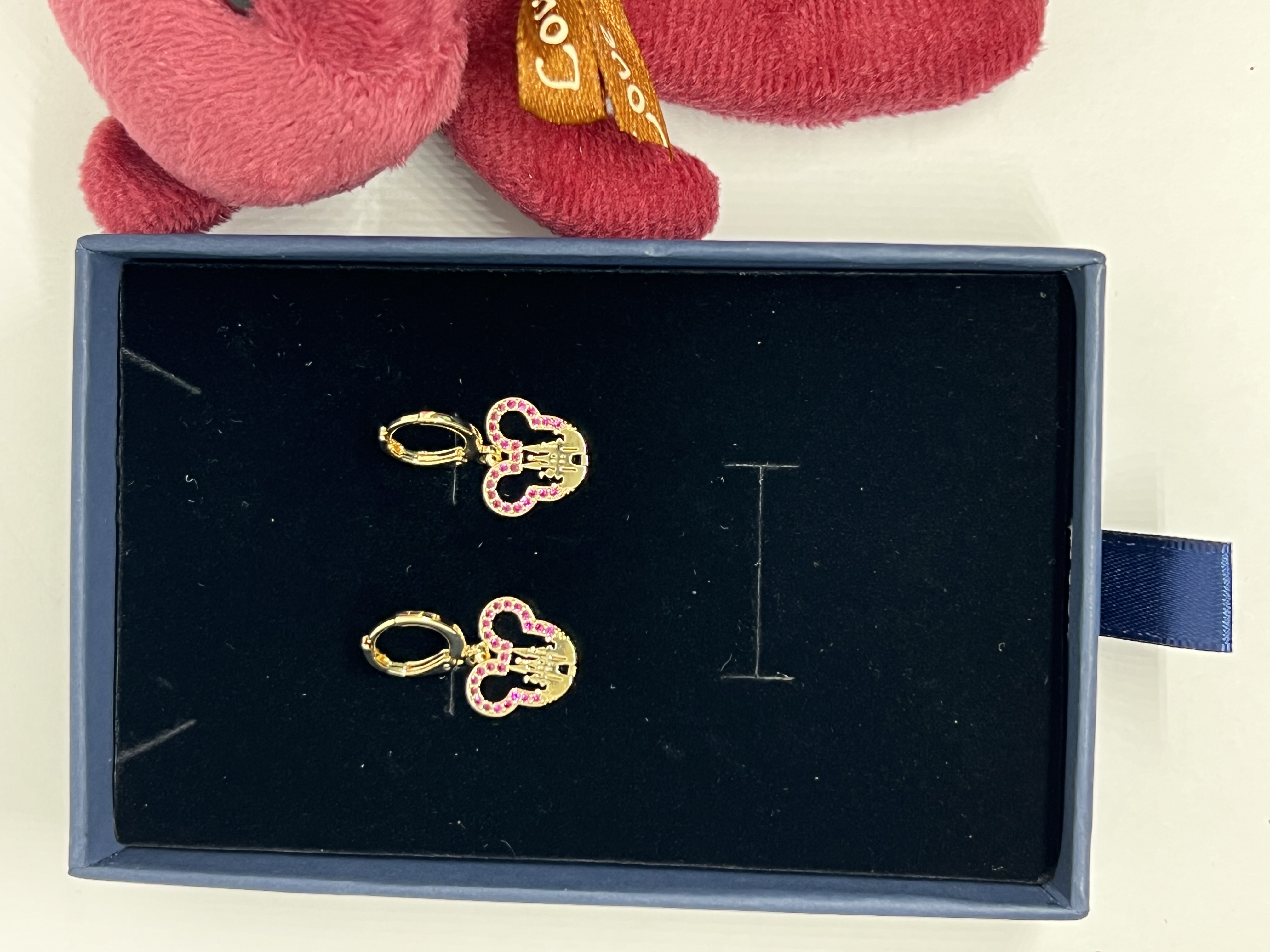 Purple Crystal beads and Mouse Head with a castle Jewelry Set