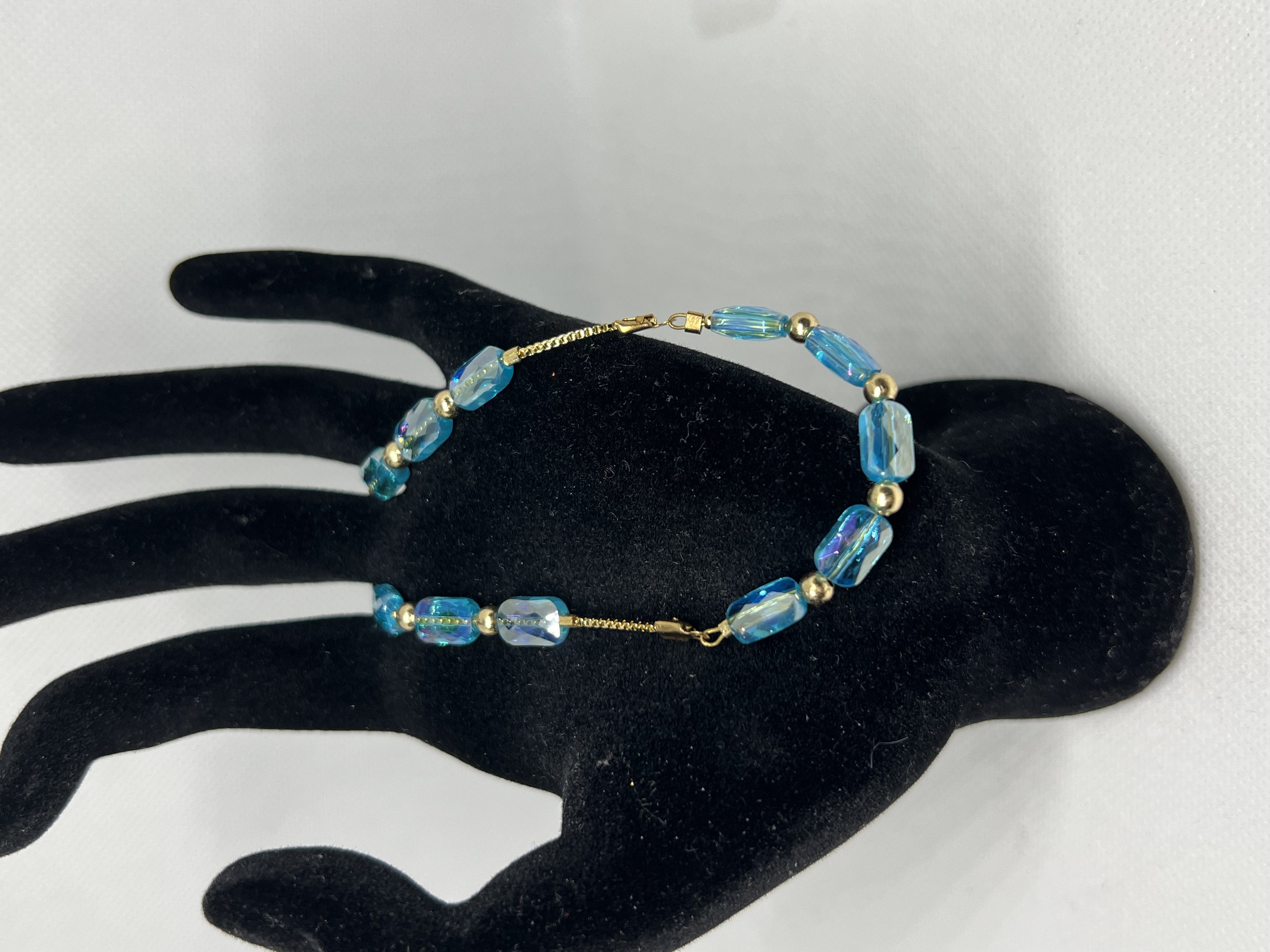 Blue Crystal Beads with Butterfly Jewelry Set