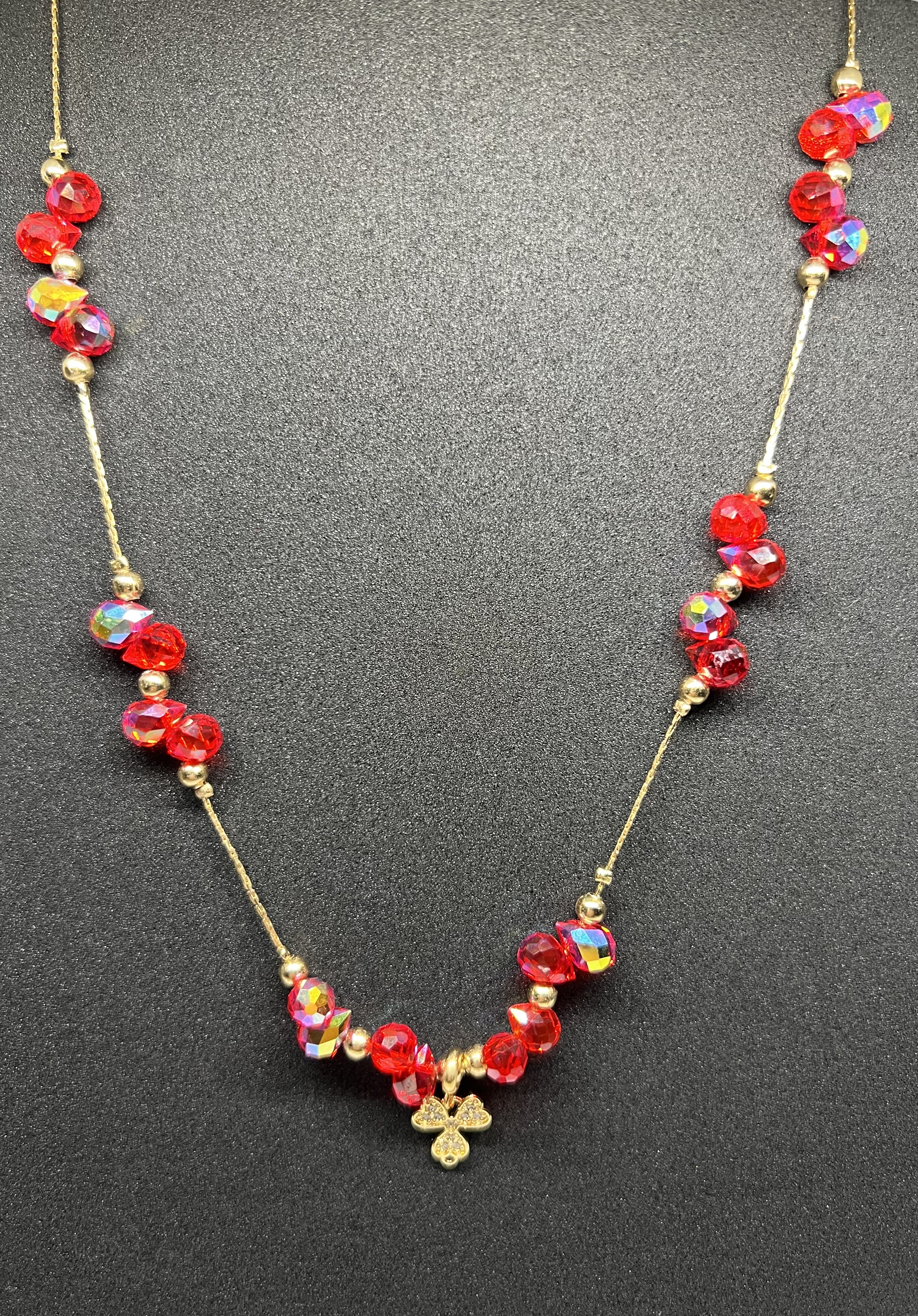 Elegant Red Teardrop Crystal Beads Jewelry Set