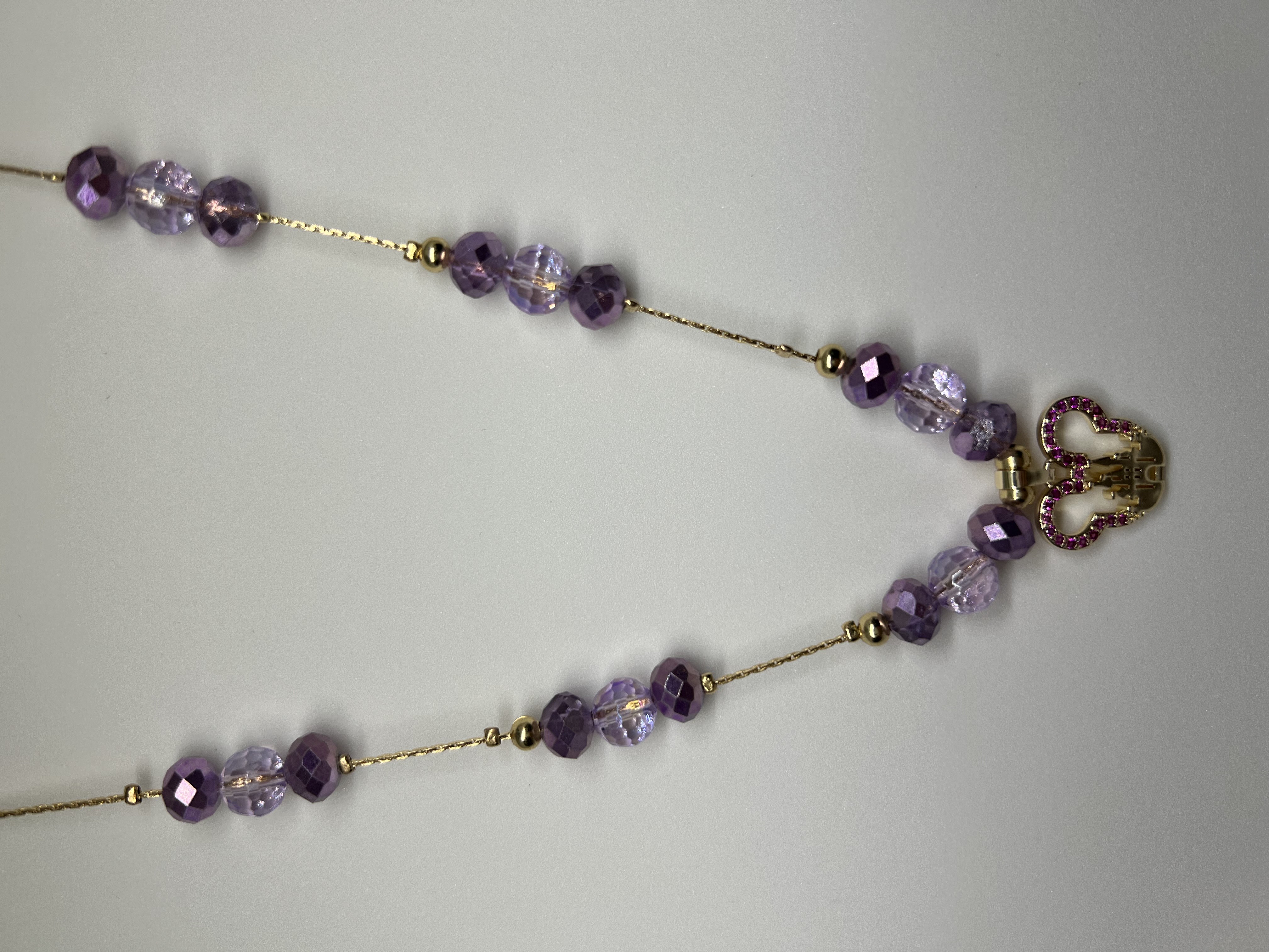 Purple Crystal beads and Mouse Head with a castle Jewelry Set