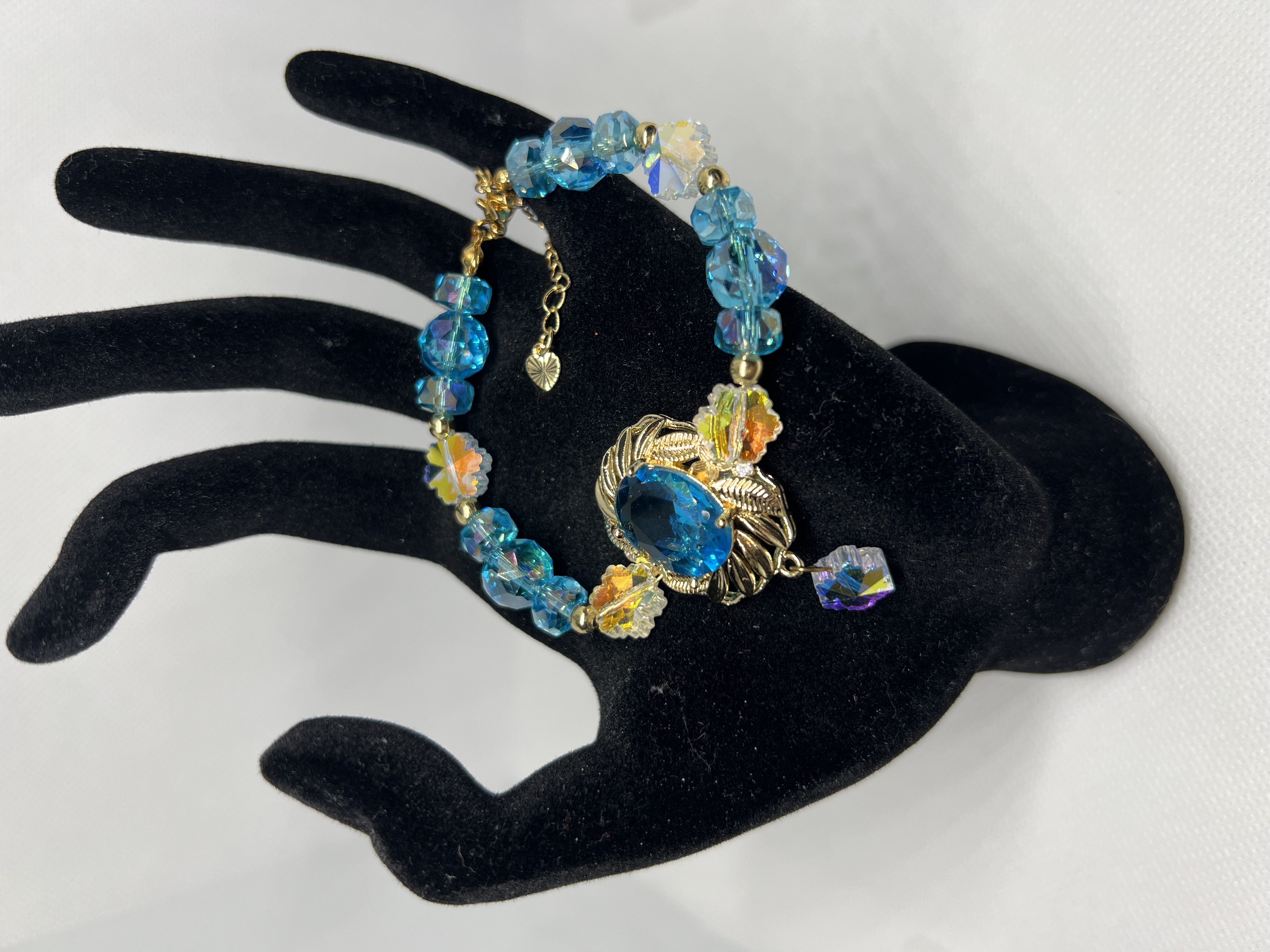 Elegant Blue and Aurora white Crystal Jewelry Set