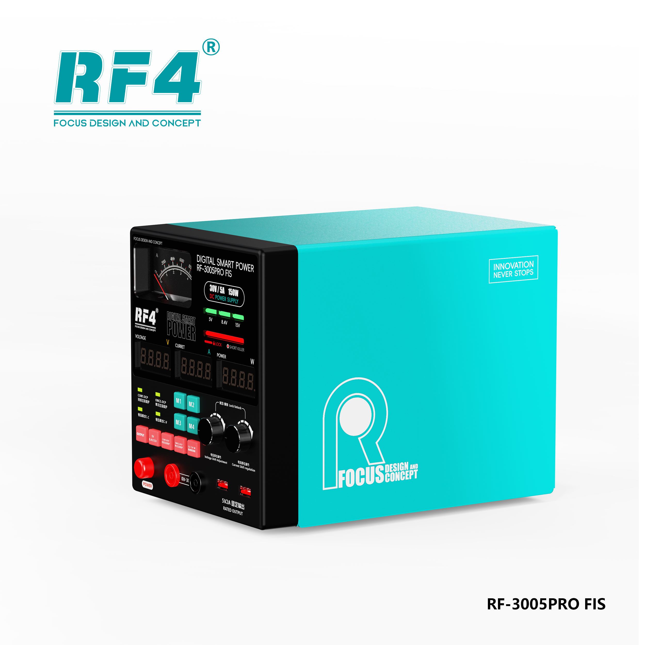 RF4 RF-3005Pro 30V / 5A High Precision Adjustable DC Stabilized Power Supply with Pointer Gauge