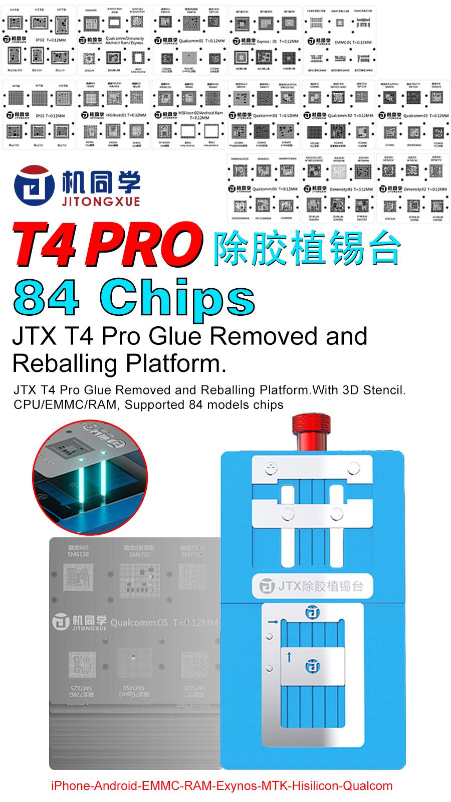 JTX T4 Pro CPU reballing set 84pcs