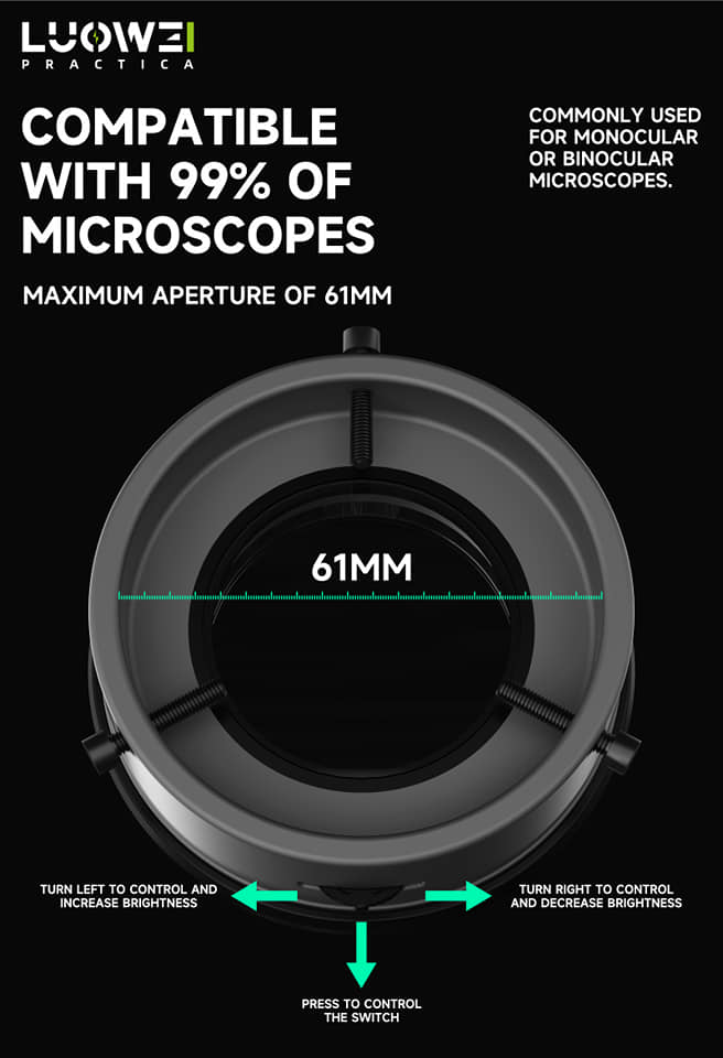 Luowei LW-LS02 64 LED Beads Caliber 61mm Microscope Polarized Ring Light Source