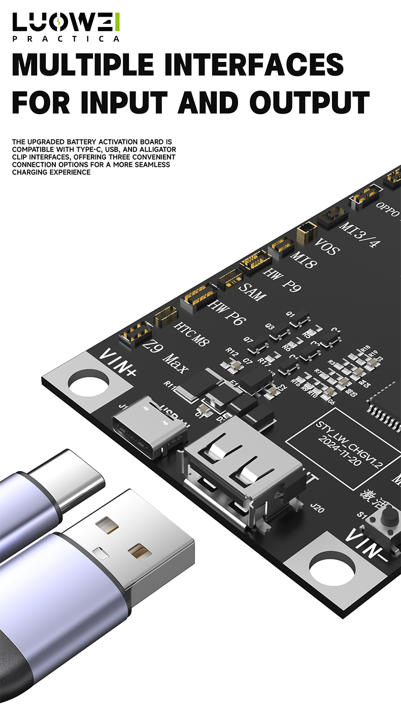 Luowei LW-B03 Battery Fast Charging Activation Board for iPhone 6 to 16PM & Android