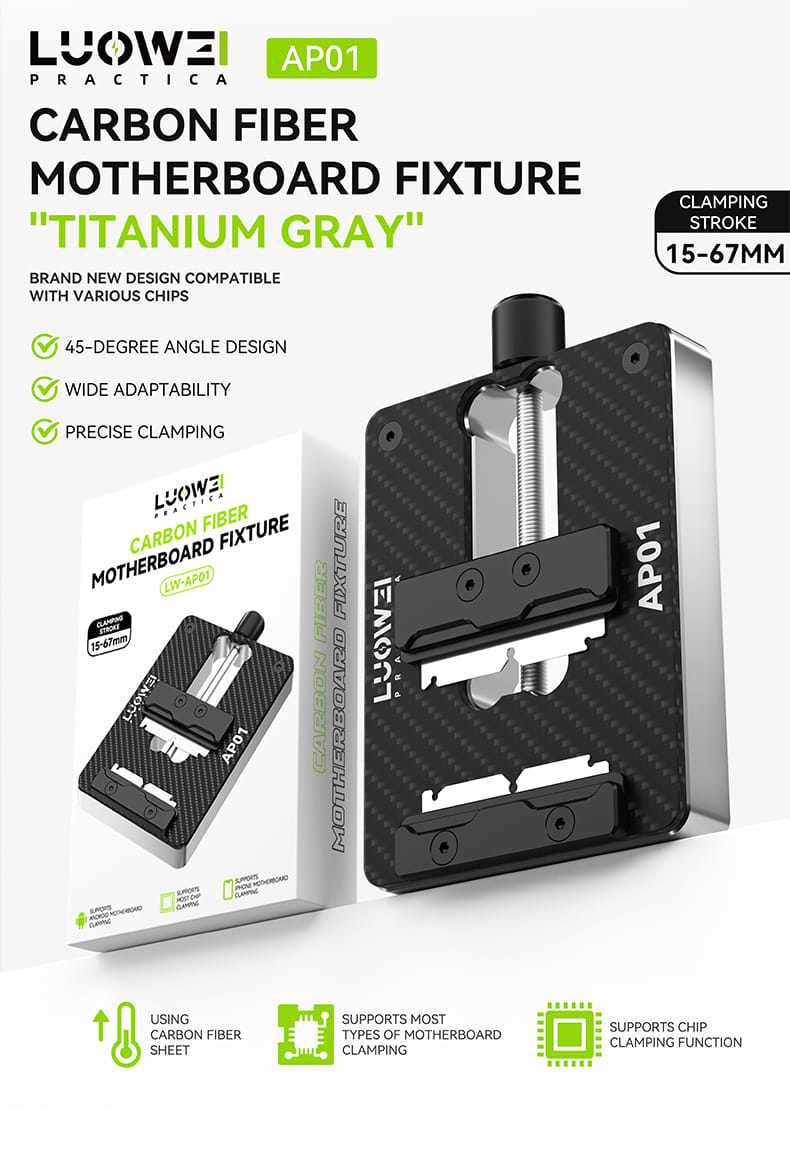 Luowei LW-AP01 High-Temperature Carbon Fiber Motherboard Clamp for iPhone and Android