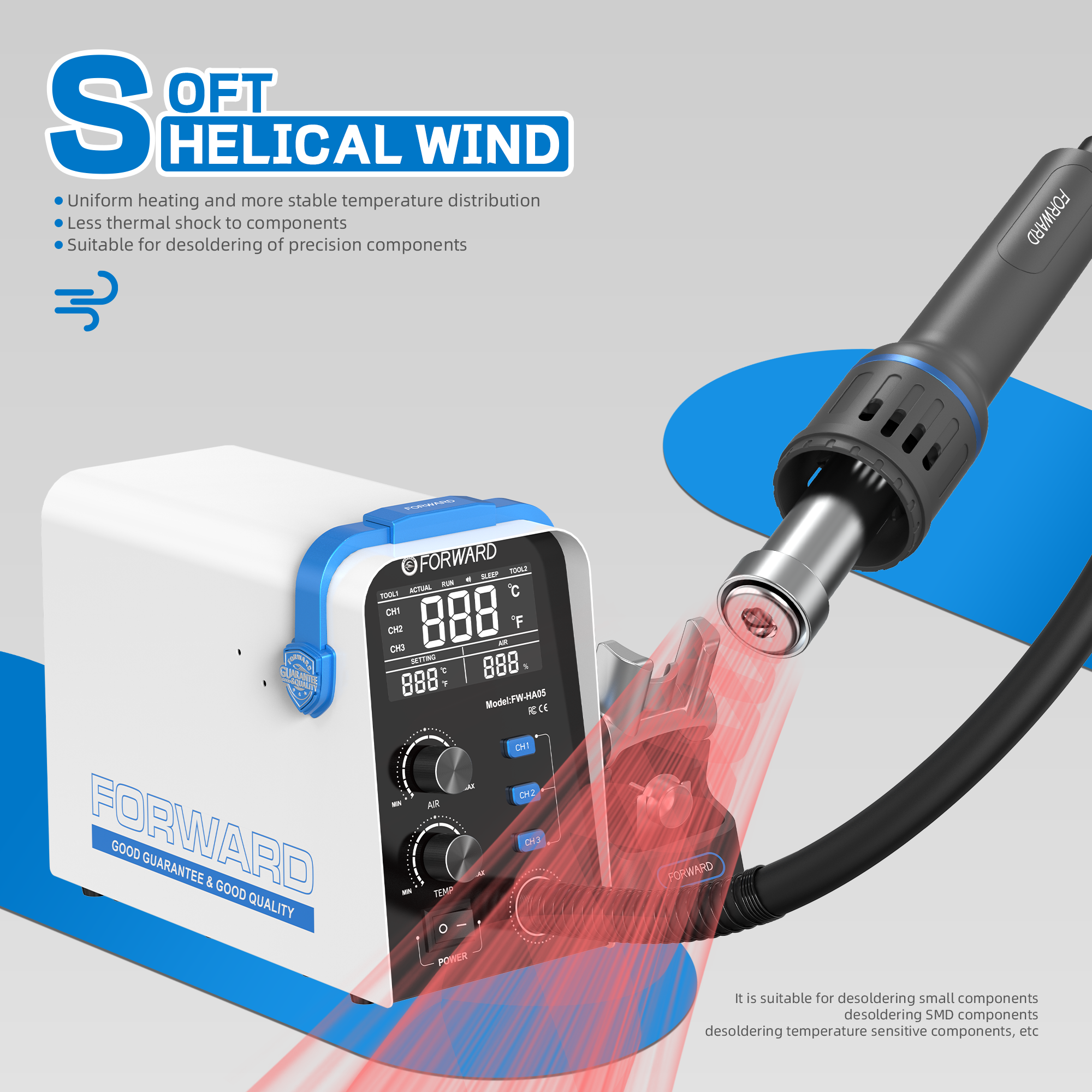  Forward FW-HA05 800W Helical Wind Hot Air Station