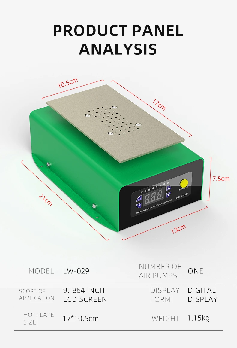 Luowei 7 inch Professional LCD Separator Phone Screen Repair Refurbish Build-in Vacuum Pump