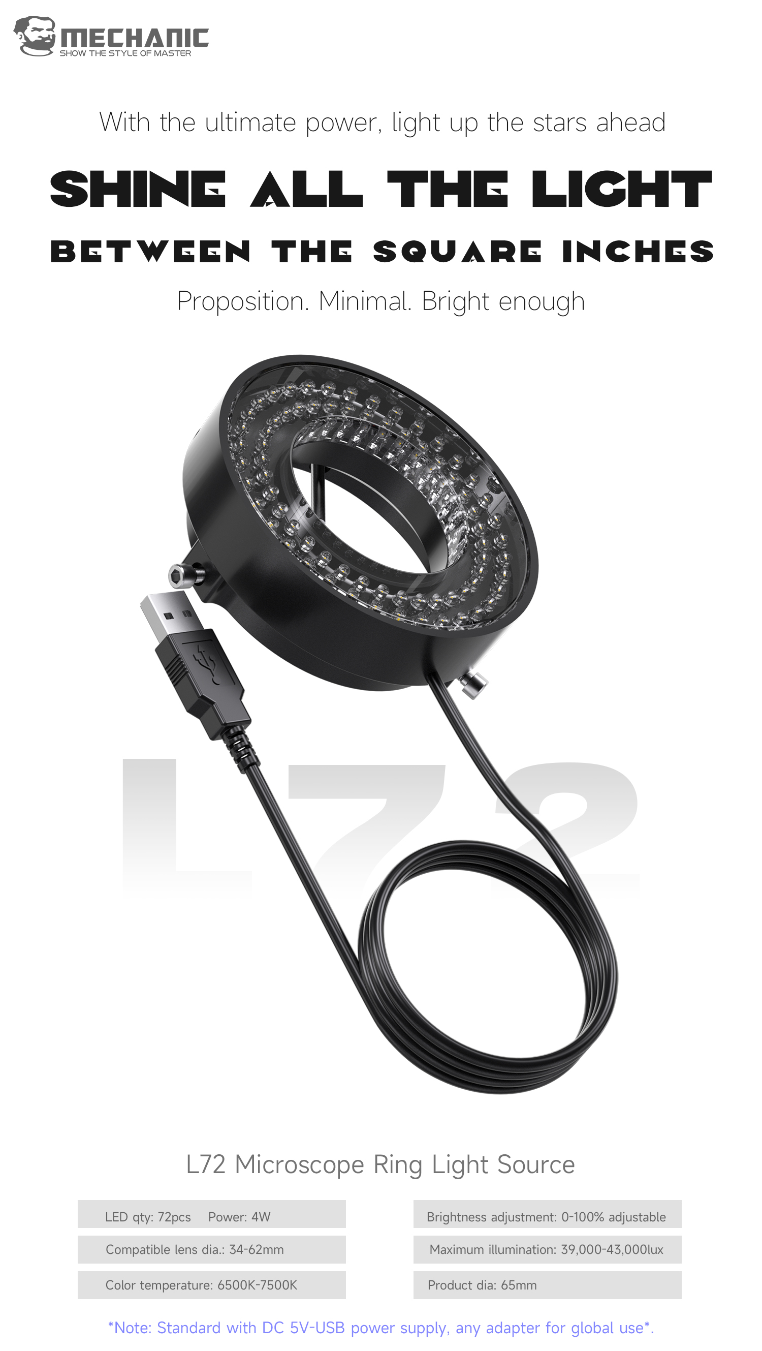 Mechanic L72 Microscope LED Ring Light