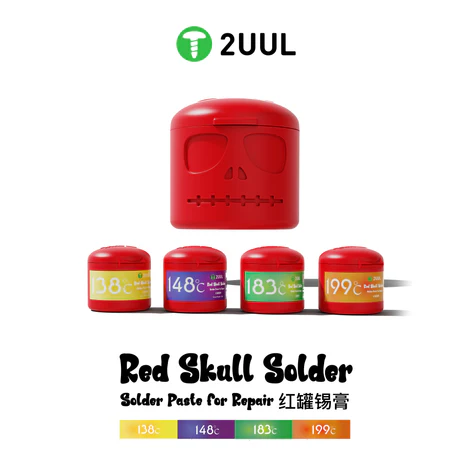  2UUL Red Skull Solder Paste for Repair (148℃ 183℃ 199℃) 50g