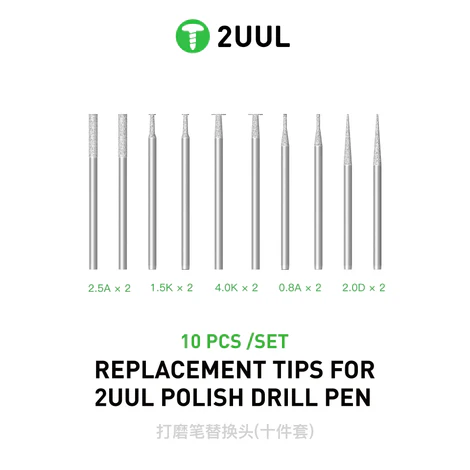 2UUL Replacement Tips for Polish Drill Pen 10pcsset