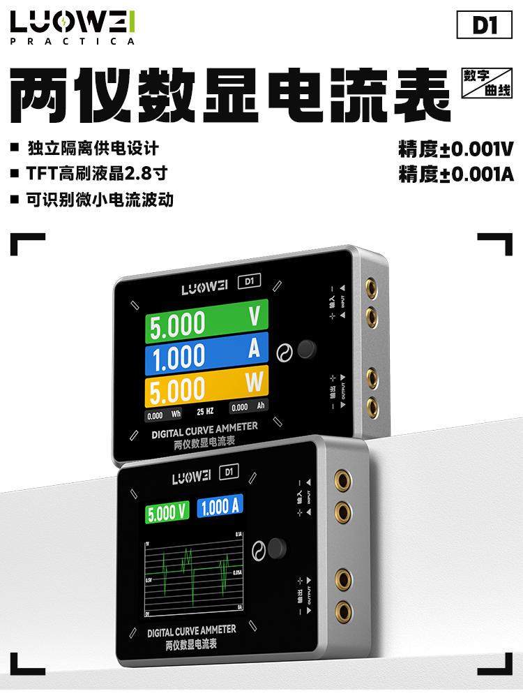 Luowei LW-D1 Isolated Power Supply Design Digital Curve Ammeter for Mobile Phone Repair