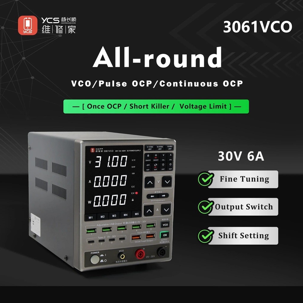 YCS 3061VCO 30V/6A Adjustable Digital Display DC Power Supply with OCP Protection