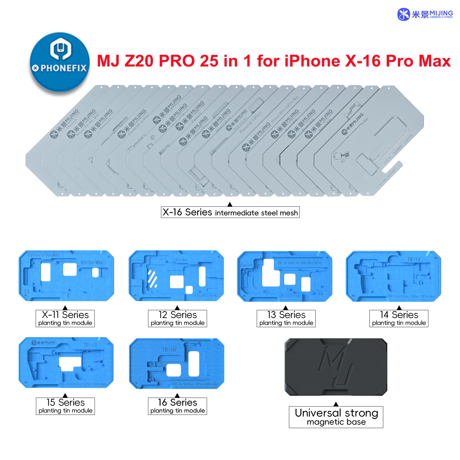  Mijing Z20 Max Middle layer plates for Iphone X-16 set