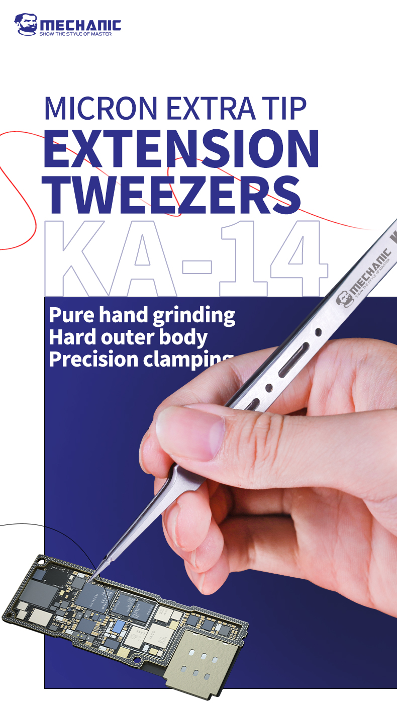  Mechanic KA14 Non-magnetic Stainless Steel Sharp Hard Micron Extra Tip Tweezers