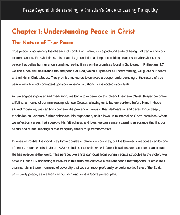 Peace Beyond Understanding: A Christian's Guide to Lasting Tranquility
