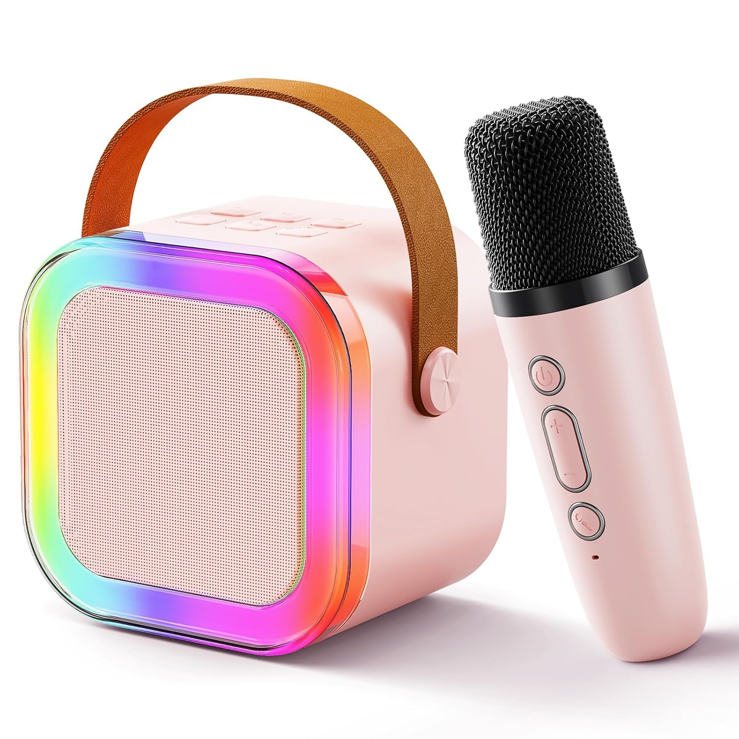 Rechargeable Wireless Mini Portable Bluetooth Karaoke Machine | Bluetooth Speaker with Microphone & LED Lights