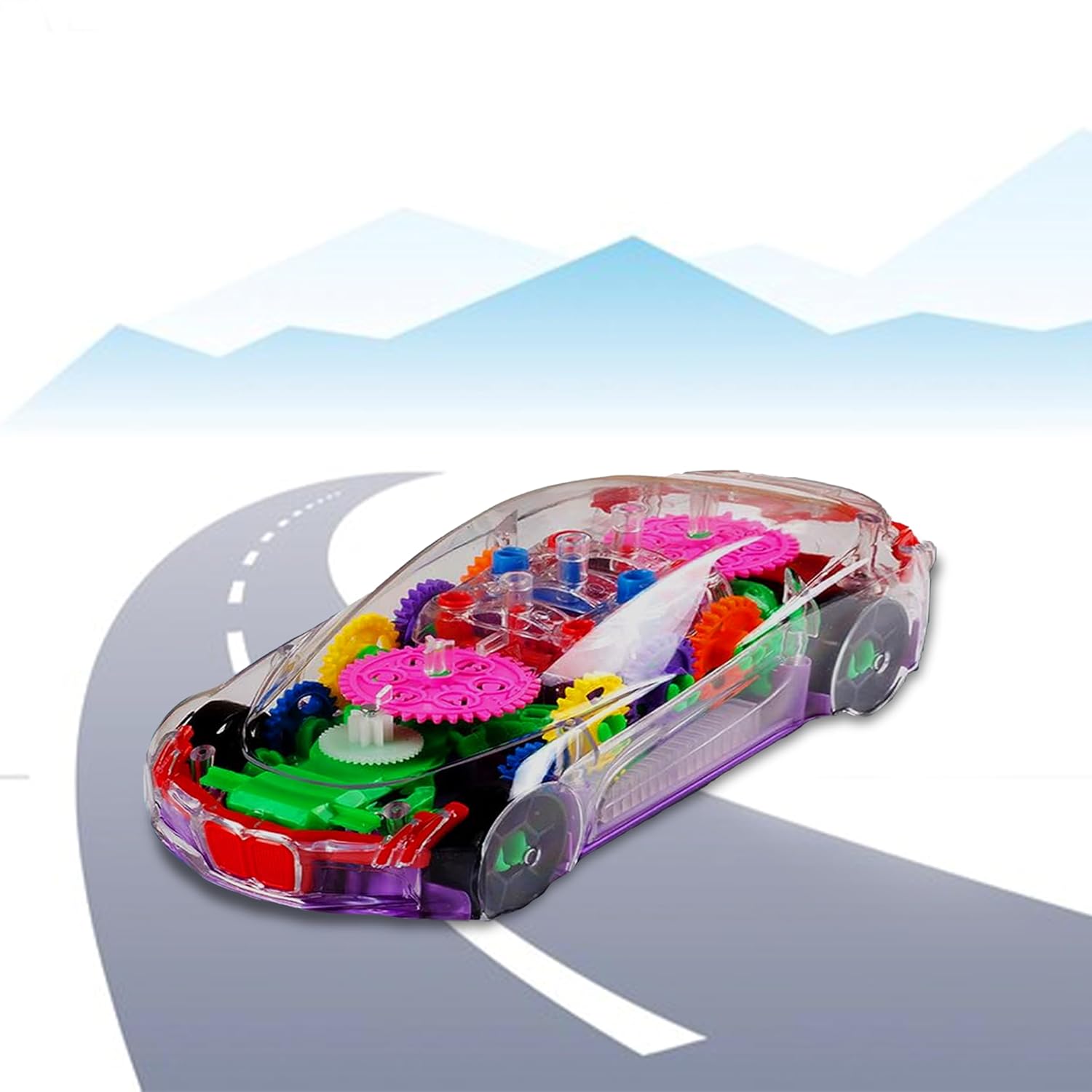 3D Concept Gear Car Toy with 3D Lights and Musical Sounds Effect | Bump N' Go Action Car for Kids/Girls/Boys | Multi Color, Power Source: 3xAA Battery (Not Included)