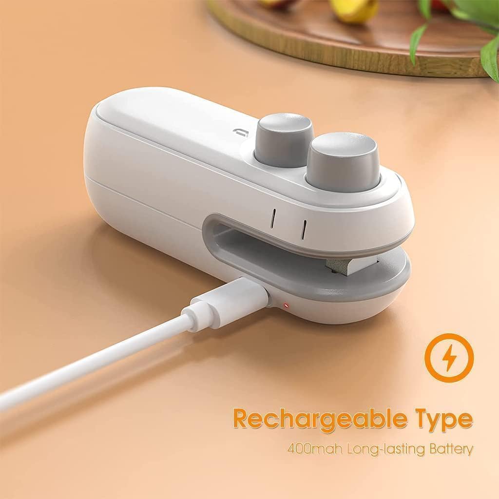 Portable Plastic Bag Sealing Machine | CONSTRUX Mini Bag Sealer with Cutter and Magnet | portable sealing machine for home, vacuum sealer for packing for Food, Chips, Snacks, Traveling 1Pcs
