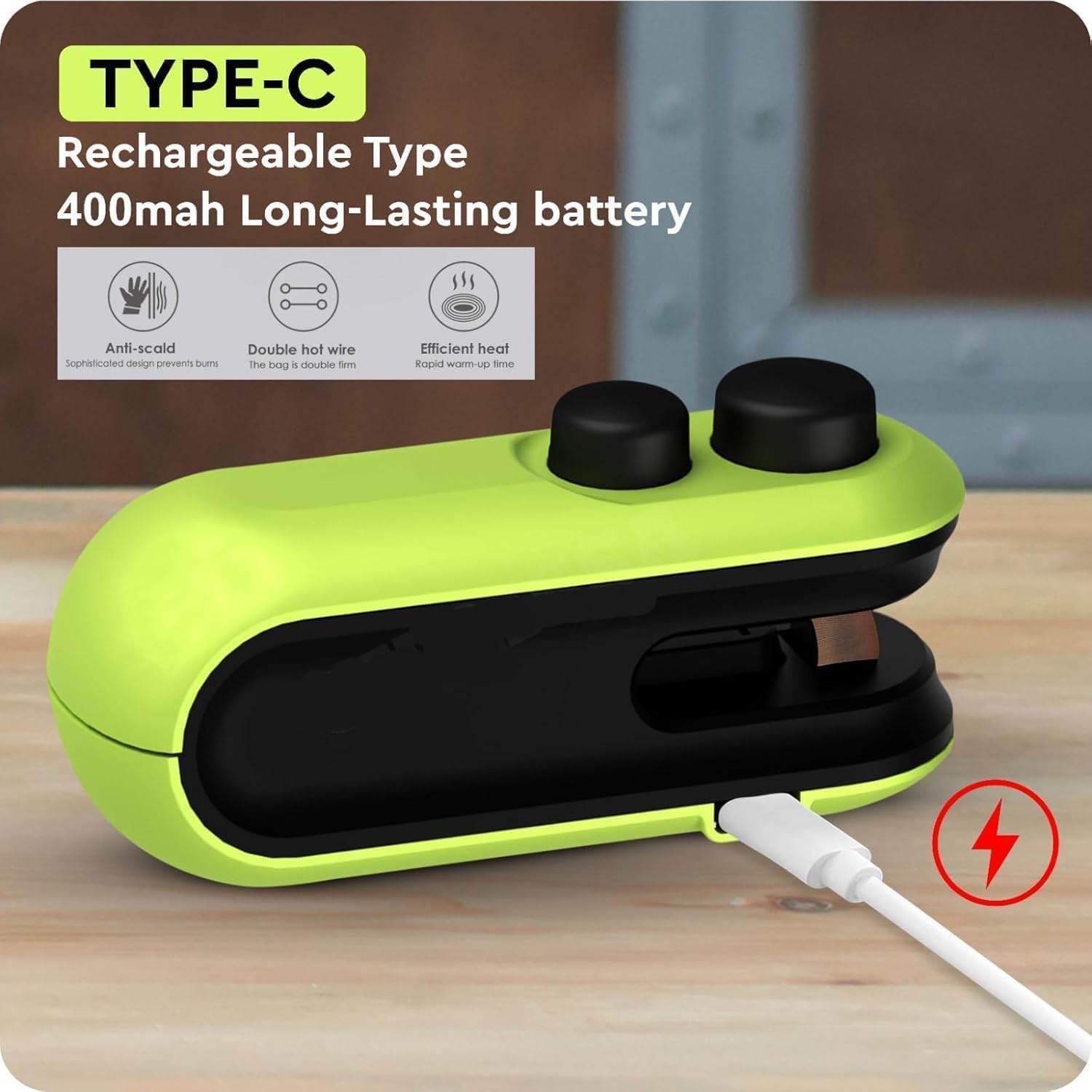 Portable Plastic Bag Sealing Machine | CONSTRUX Mini Bag Sealer with Cutter and Magnet | portable sealing machine for home, vacuum sealer for packing for Food, Chips, Snacks, Traveling 1Pcs