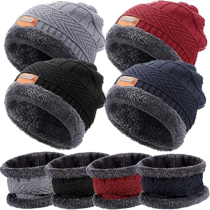 Winter Knitted Beanie and Neck Warmer Set