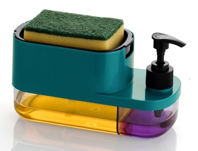 Multi-purpose sponge and soap dispenser