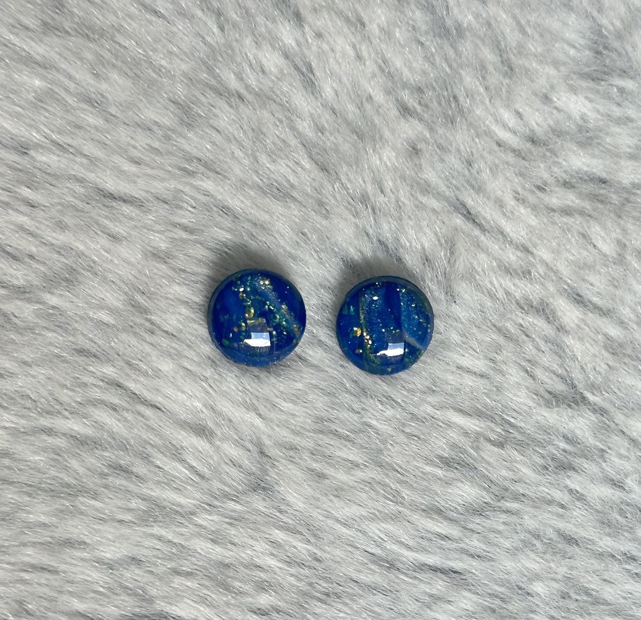 Blue Glass Stud Earrings