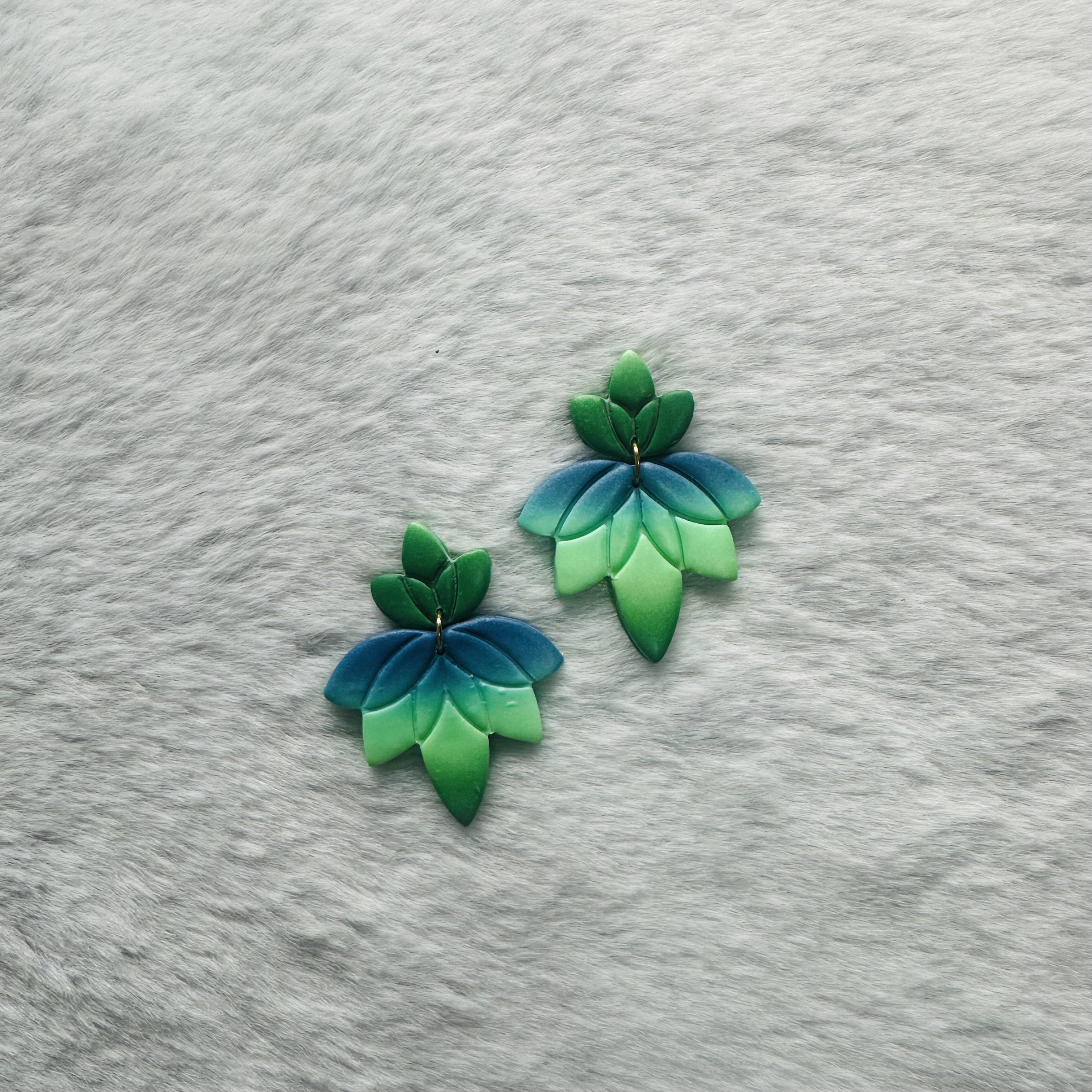 Green and Blue Leaf Earrings