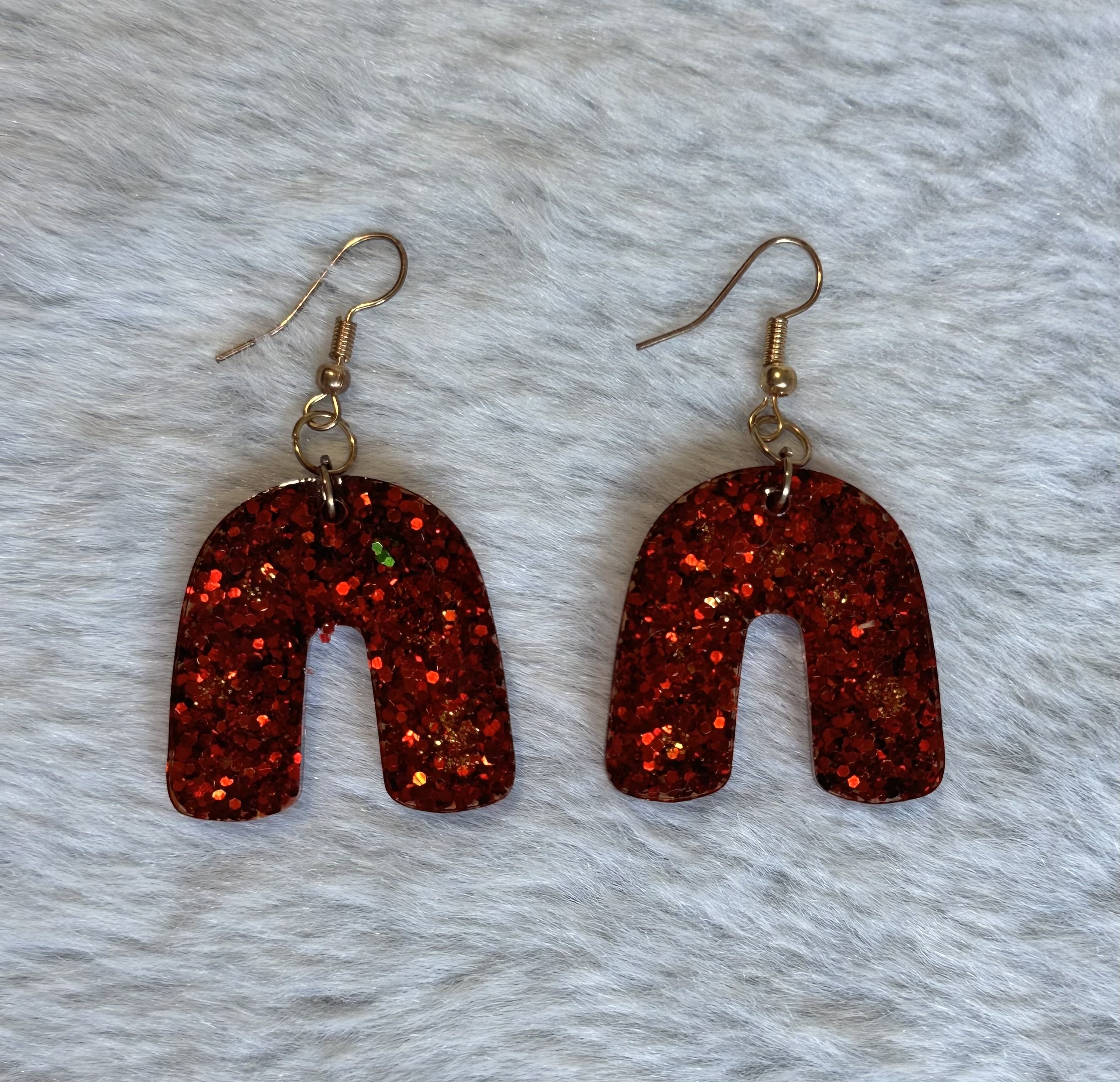 Red Glitter Earrings