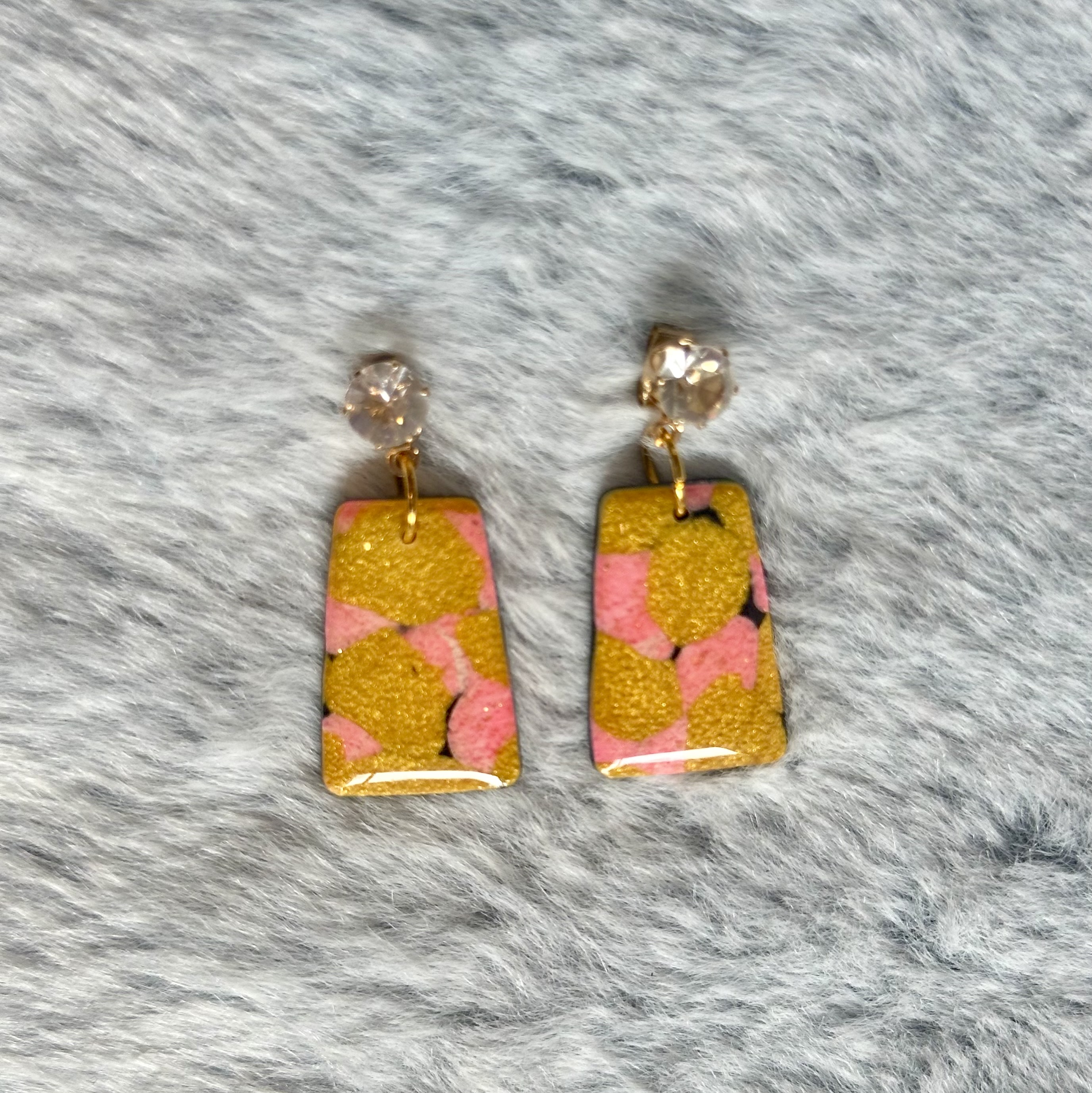 Gold and Pink Dangle Earrings