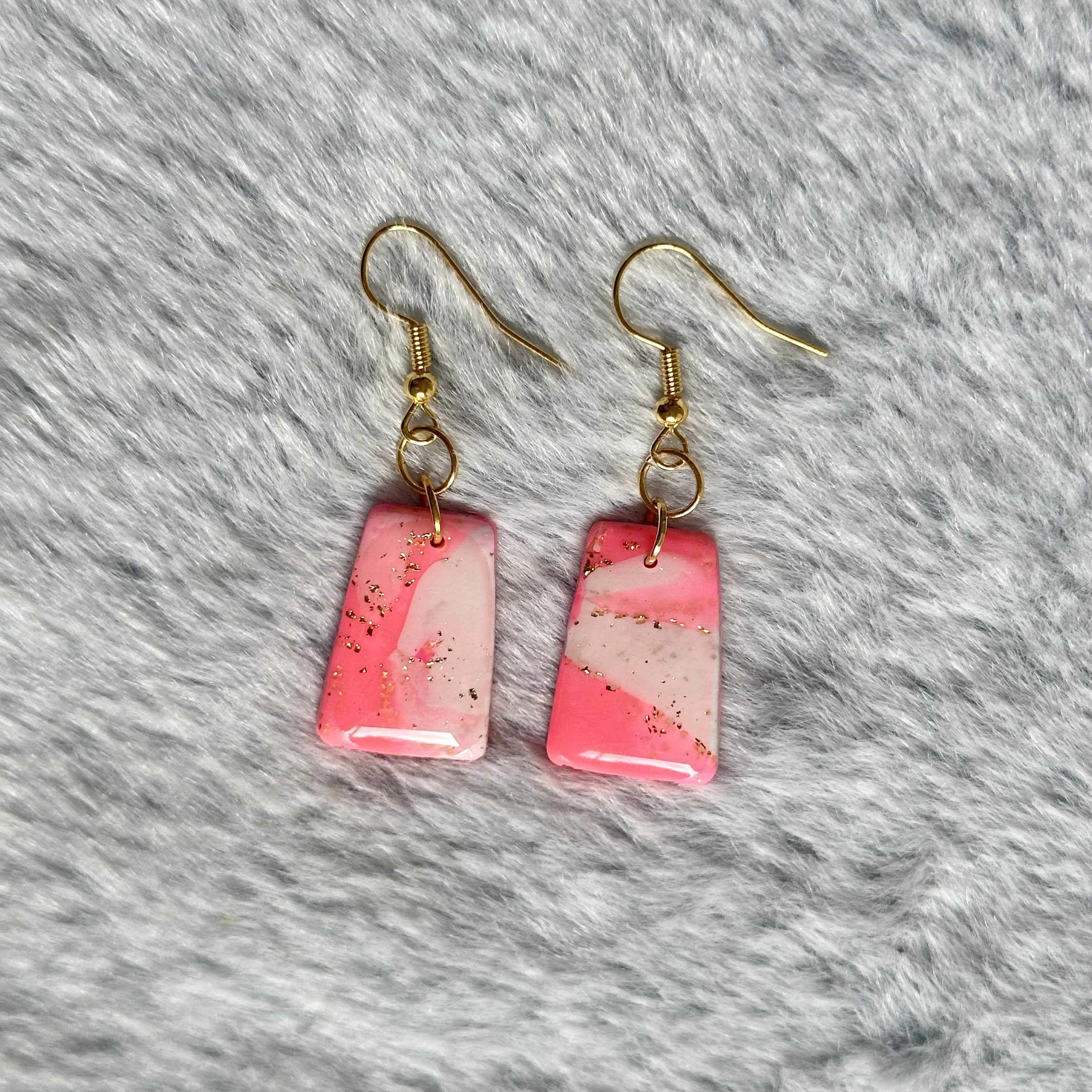 Pink and Gold Drop Earrings