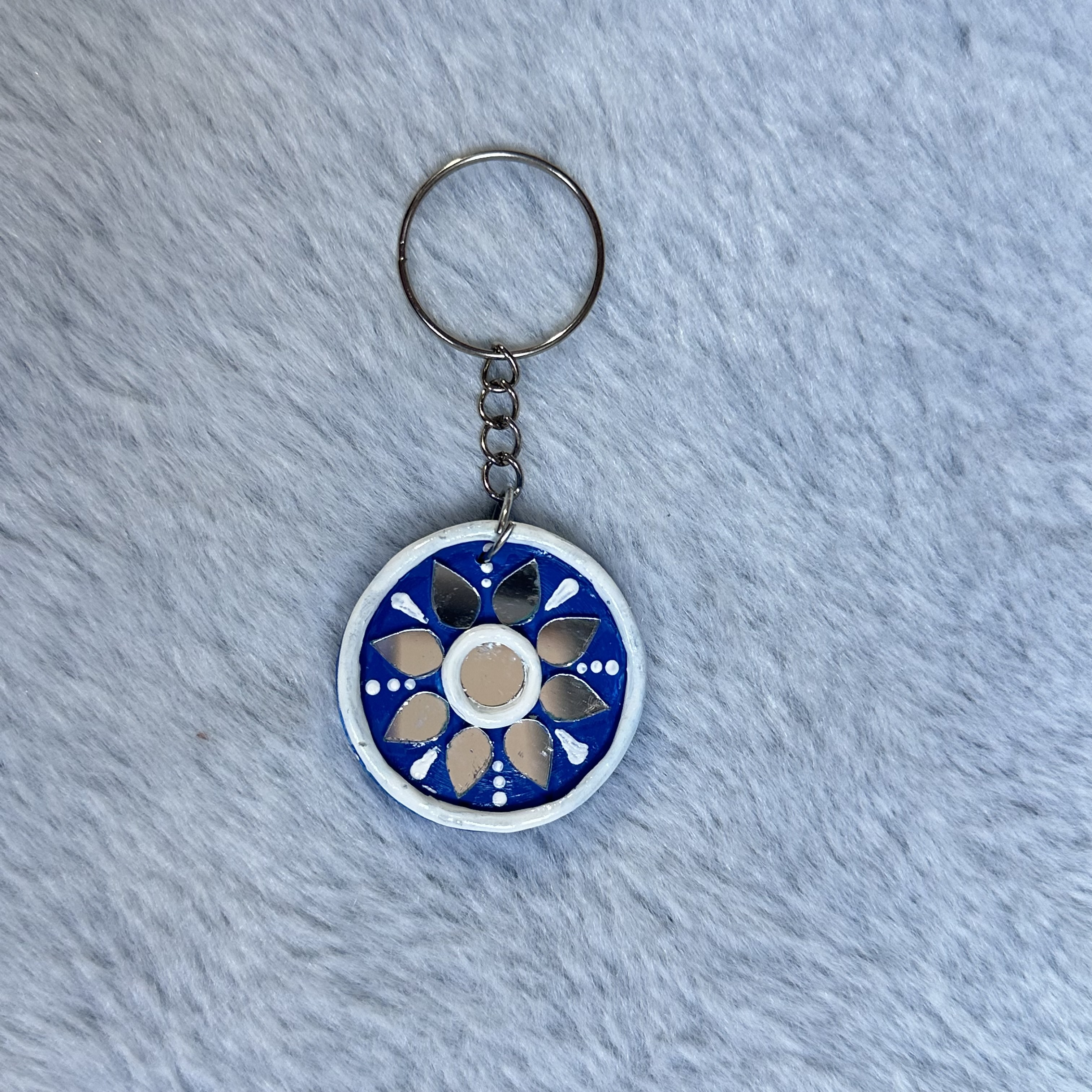 Handmade Blue Floral Keychain