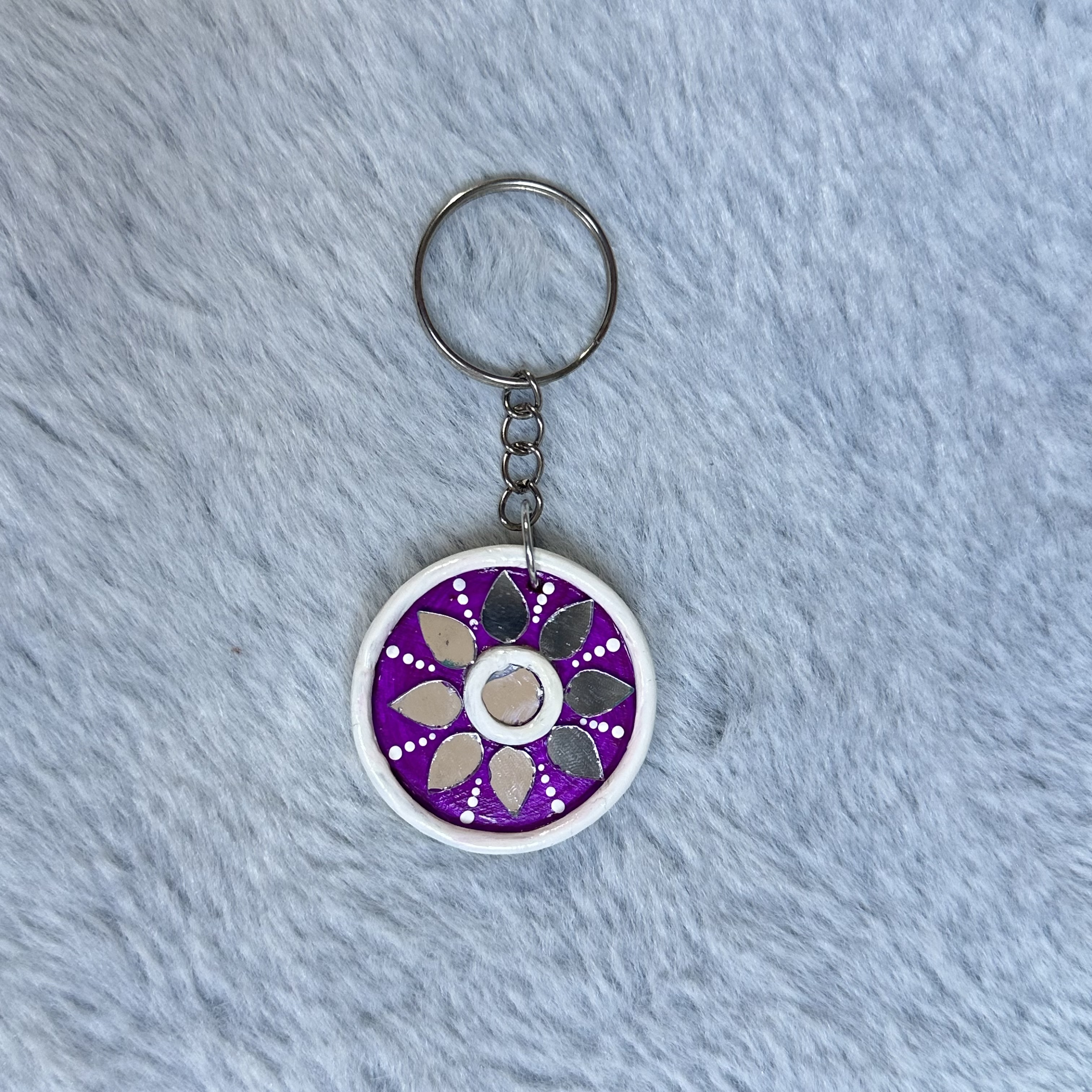 Purple Flower Design Keychain