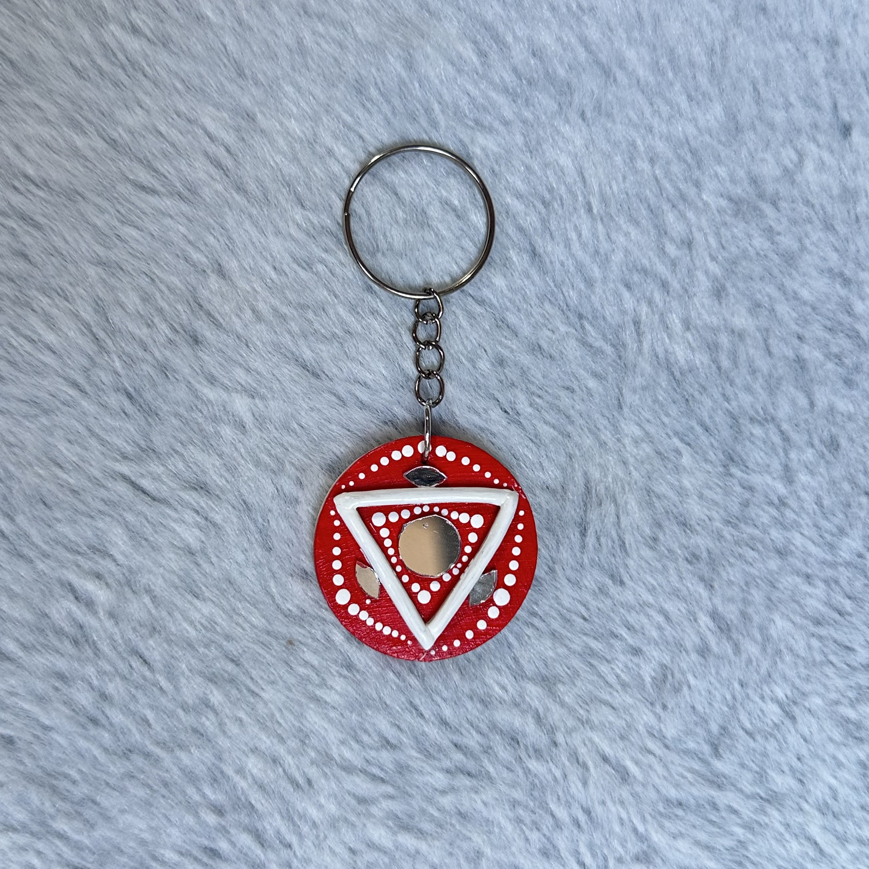Red Keychain with Triangle Design