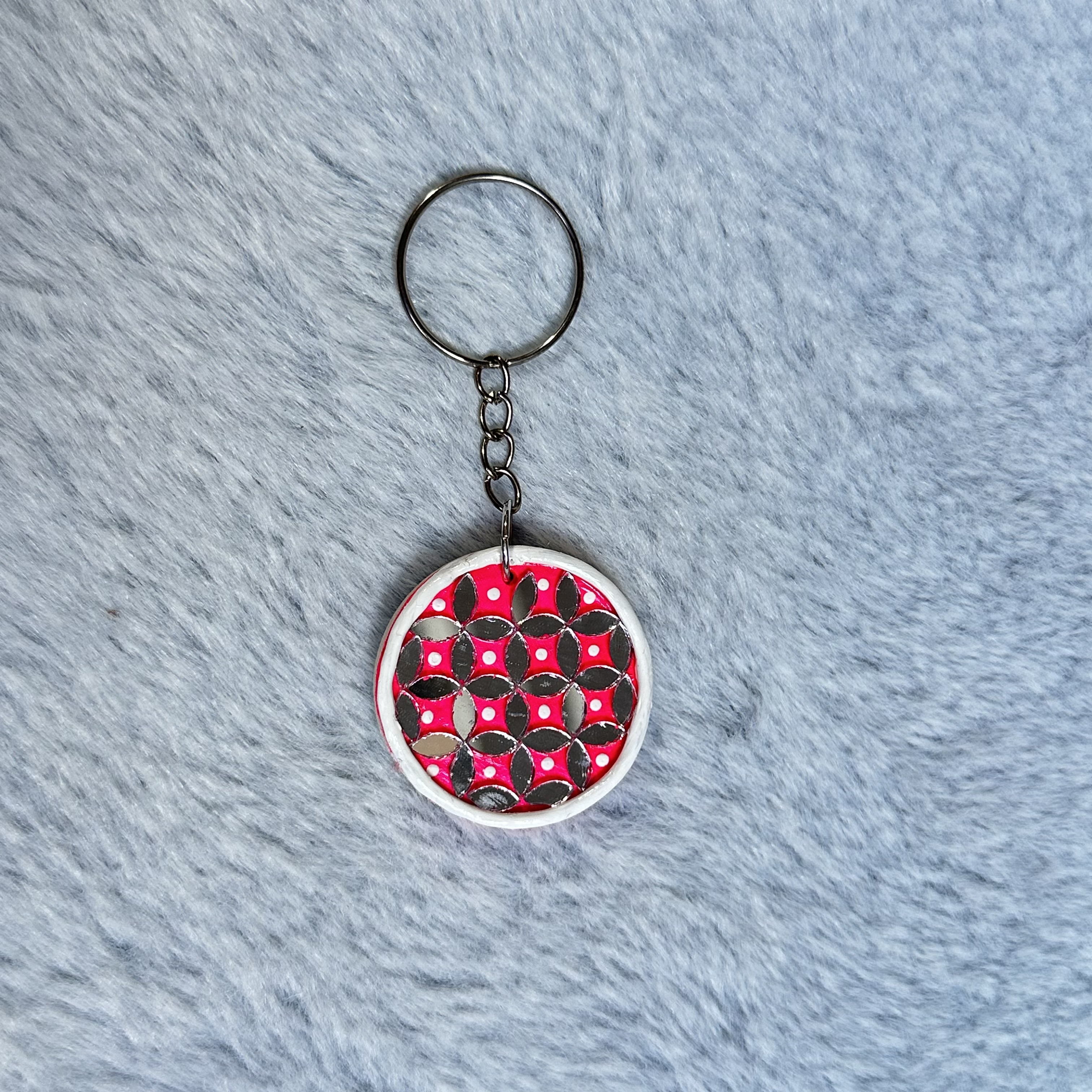 Handmade Pink Circle Keychain