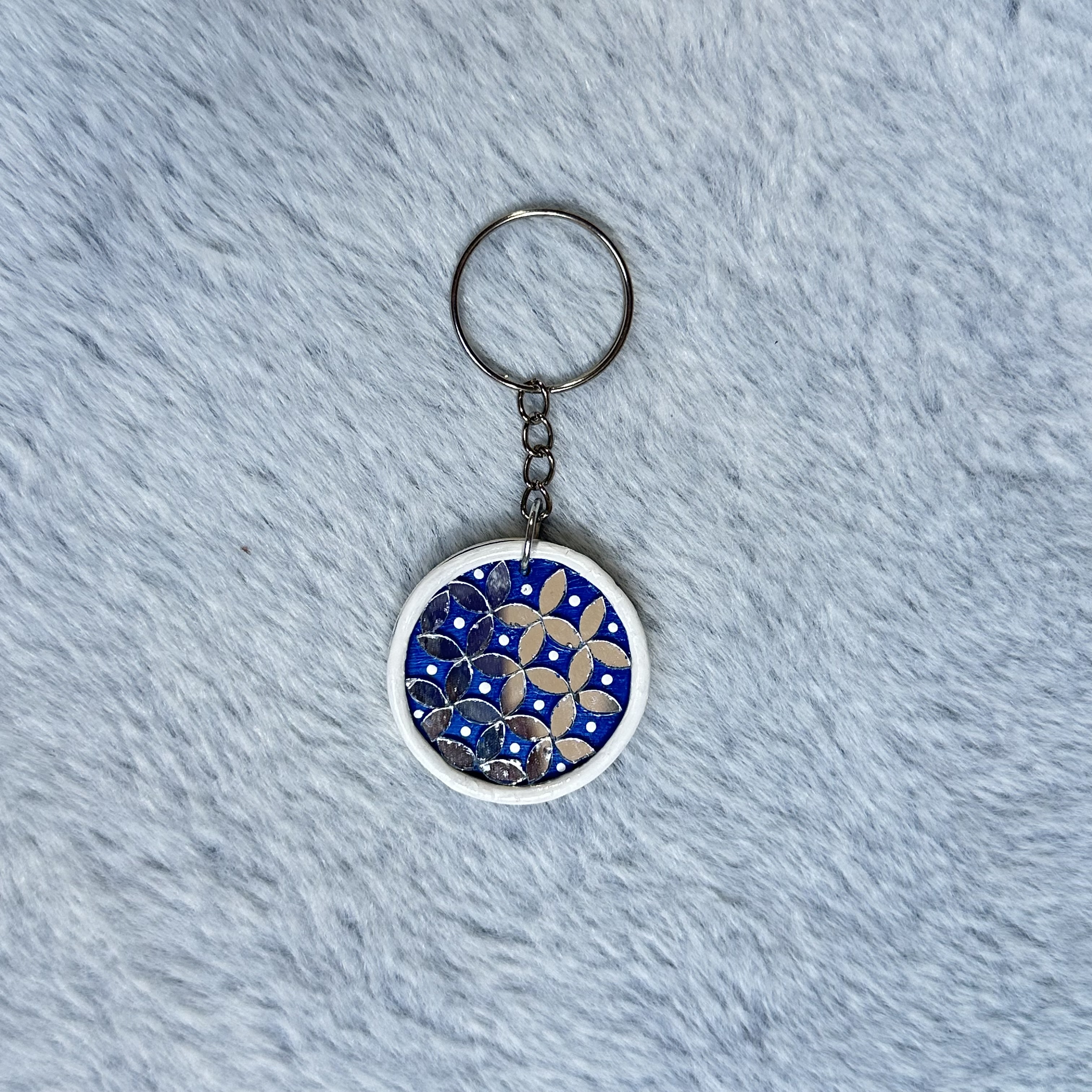 Handmade Blue Circle Keychain