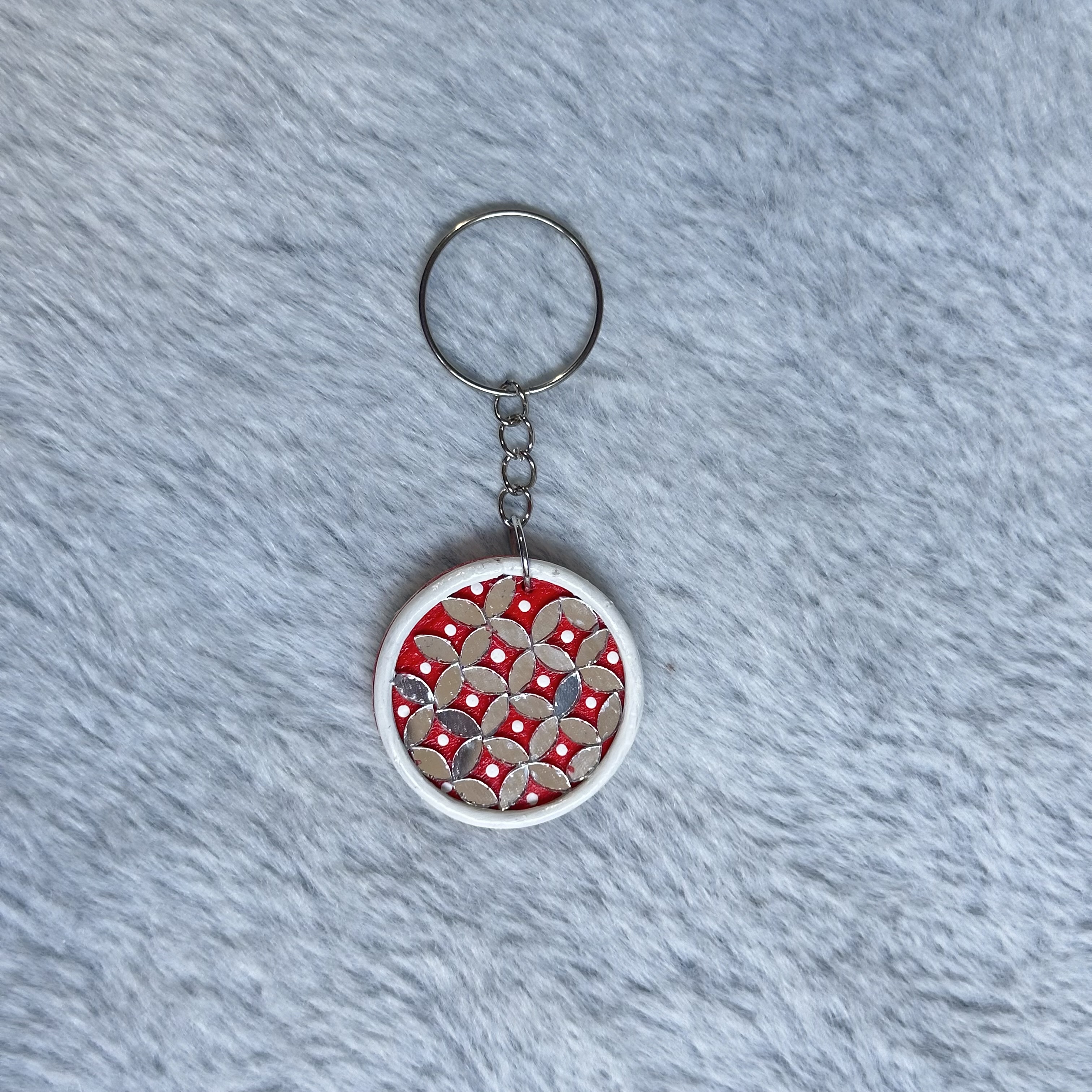 Handmade Red Circle Keychain