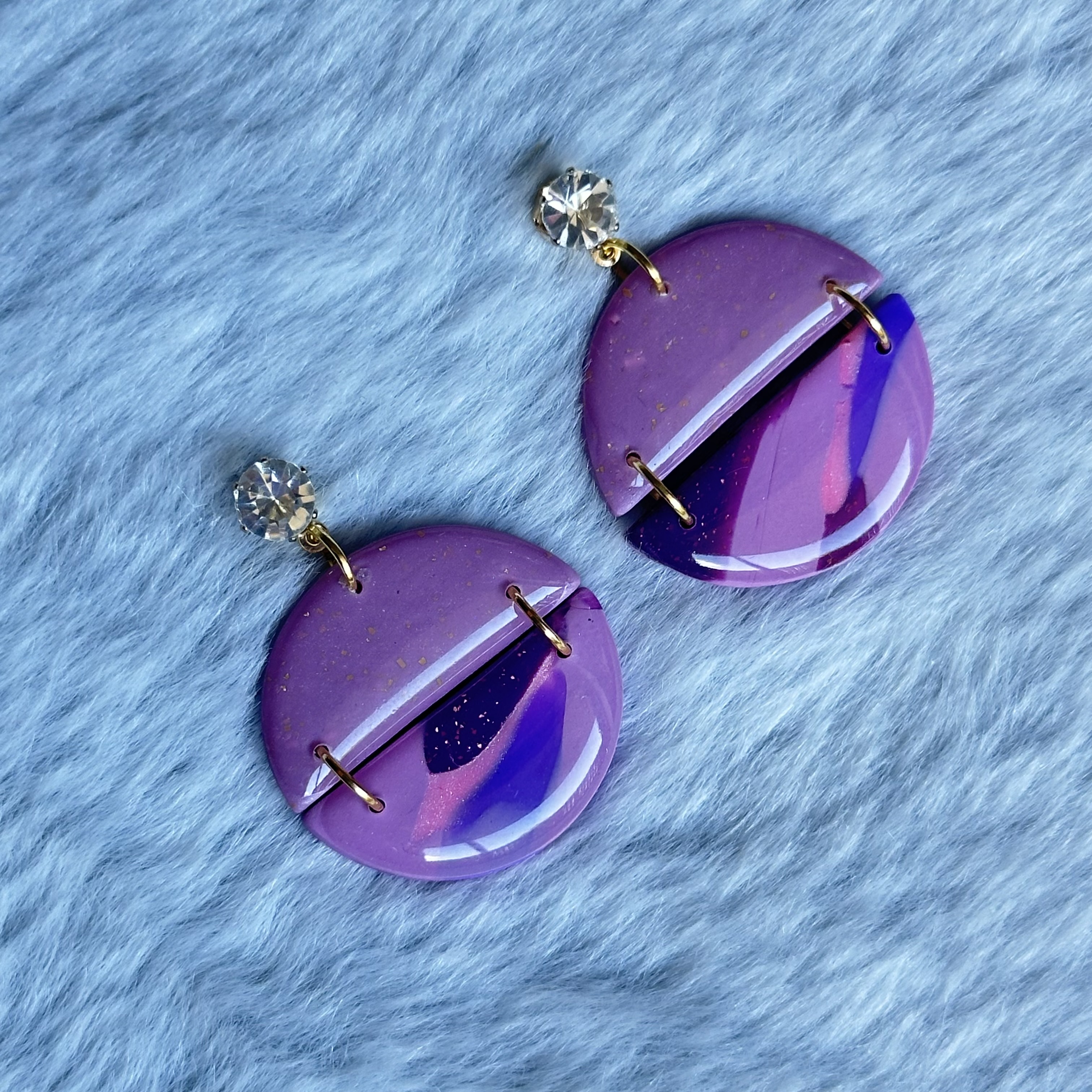 Purple and Pink Statement Earrings