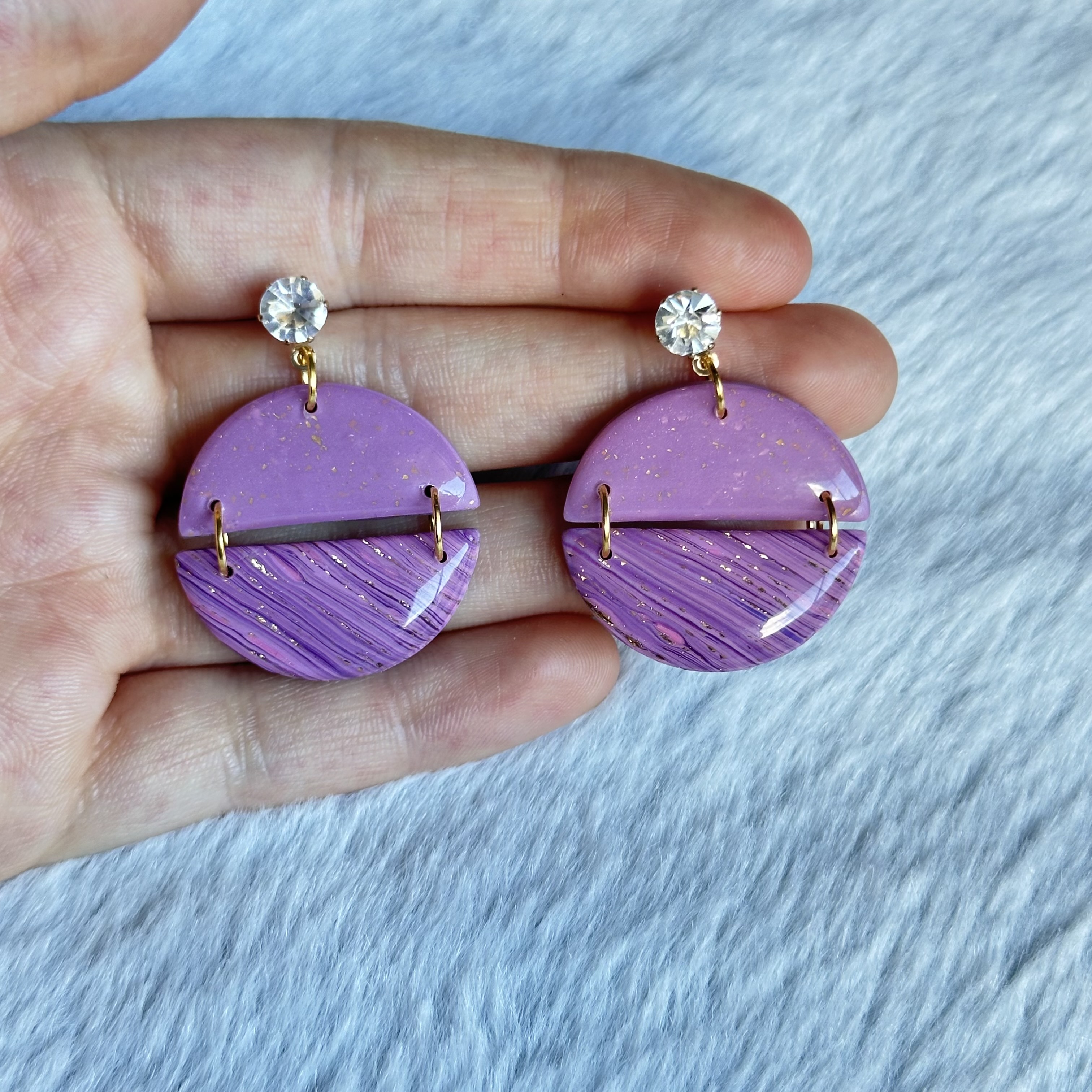 Purple Pink Statement Earrings